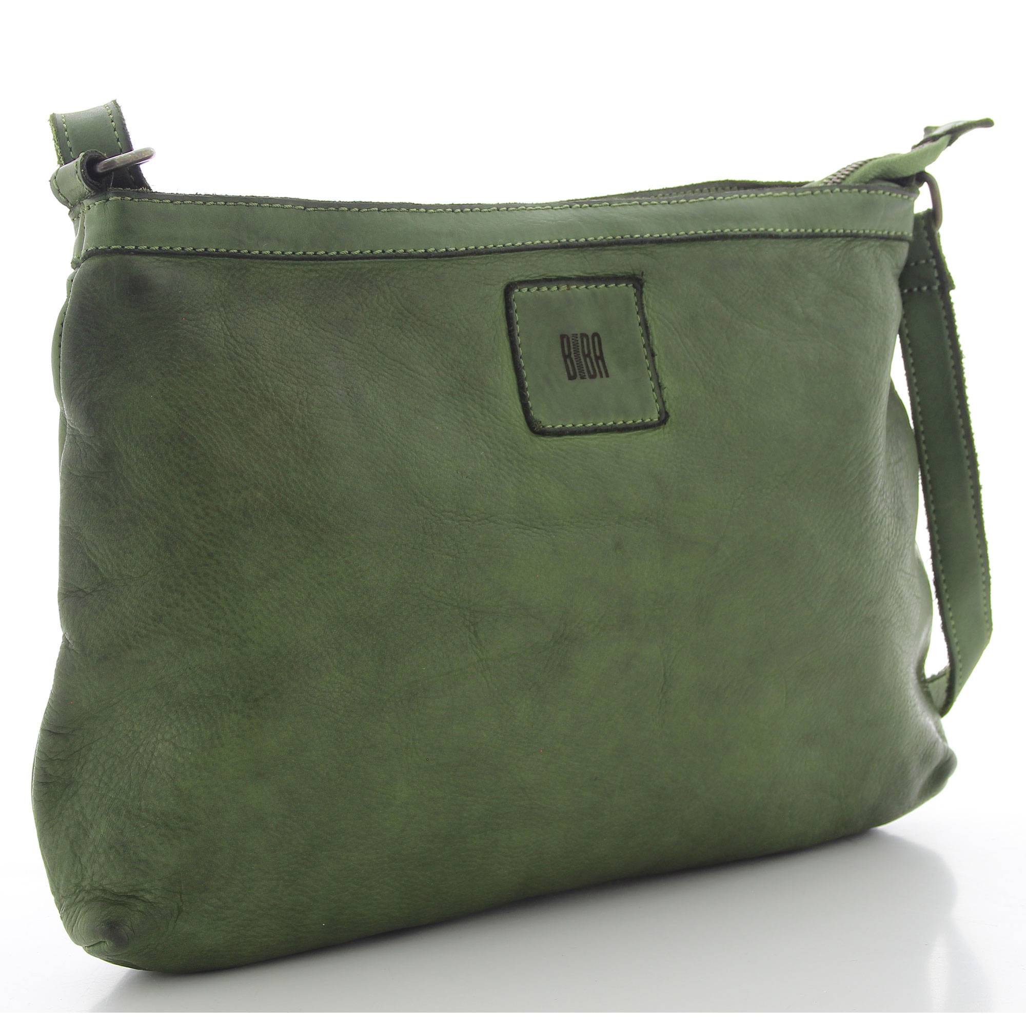 Sac plat zippé à bandoulière Biba Boston BT16  VE/CL couleur vert clair, vue de profil