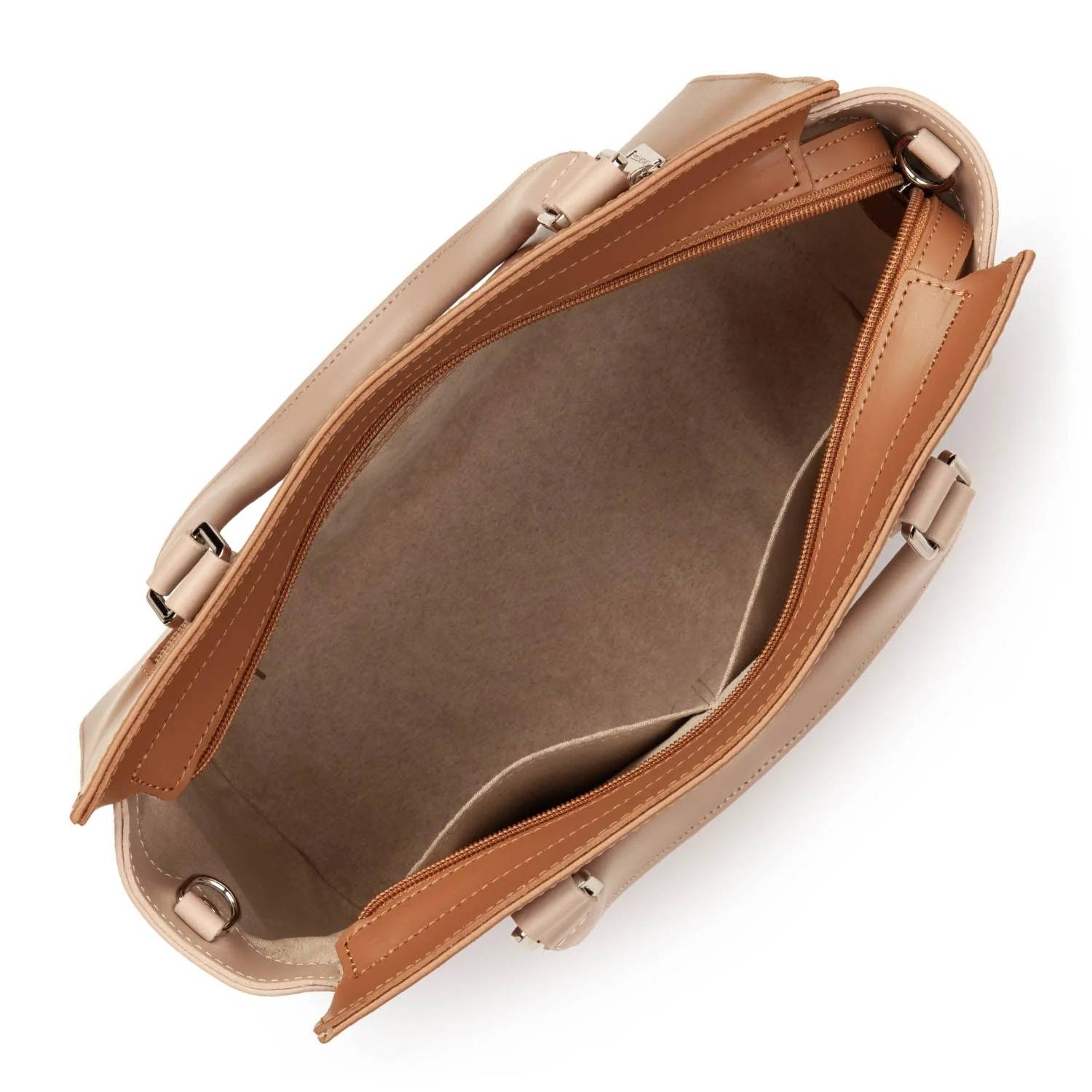 Petit sac trapèze cuir lisse Lancaster Smooth  437-03-CAME_NF (Camel / Nude foncé) intérieur