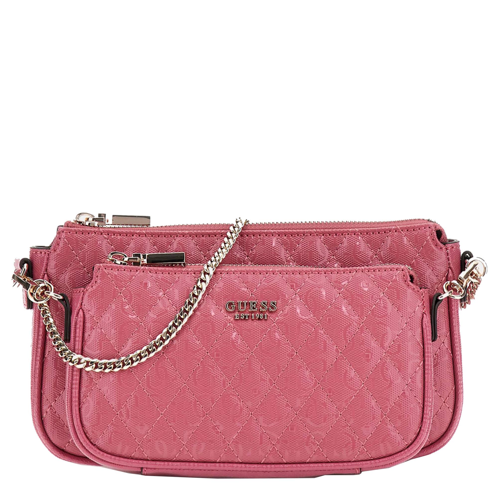 Mini sac à bandoulière Guess Yarmilla surpiqué verni HWGG932271 MBY couleur Fuchsia vue de face