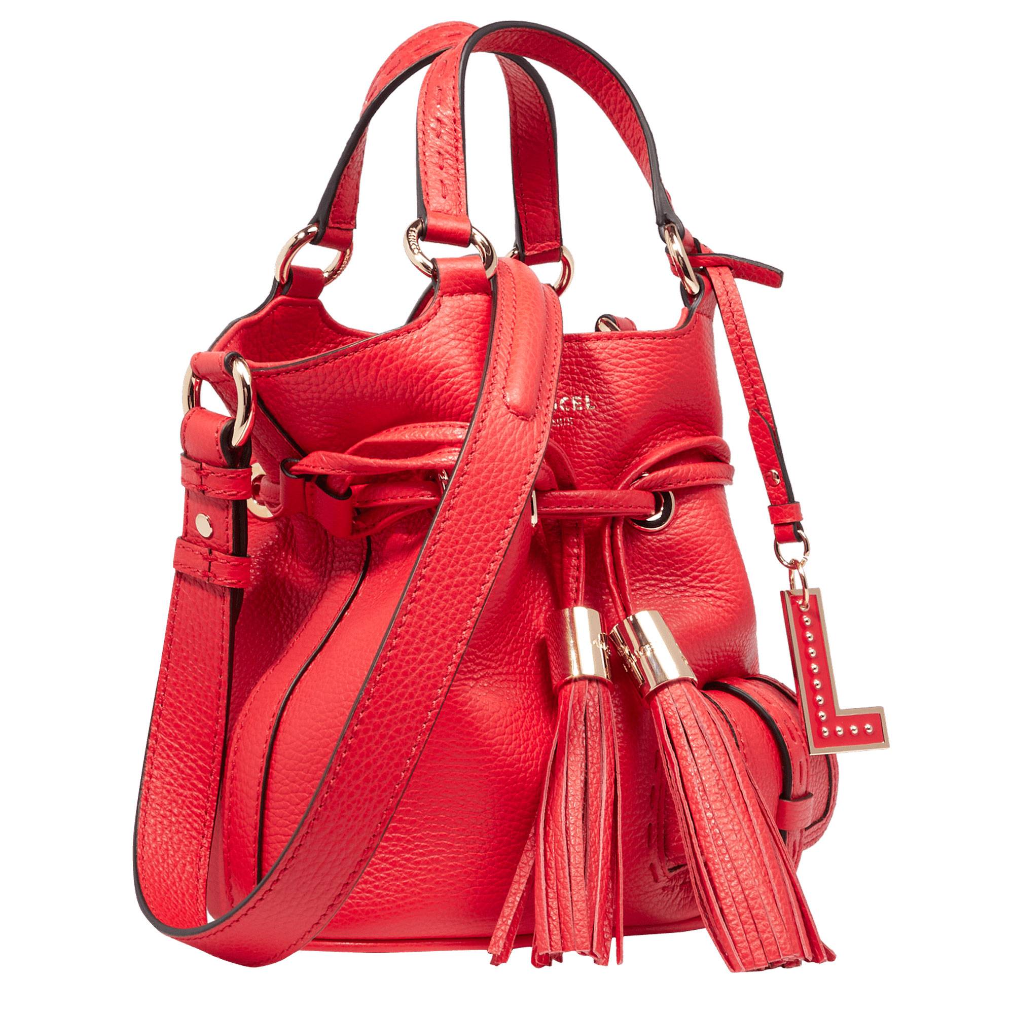 Petit sac seau cuir Lancel Premier Flirt A10109 JQ couleur rouge baiser, vue de côté