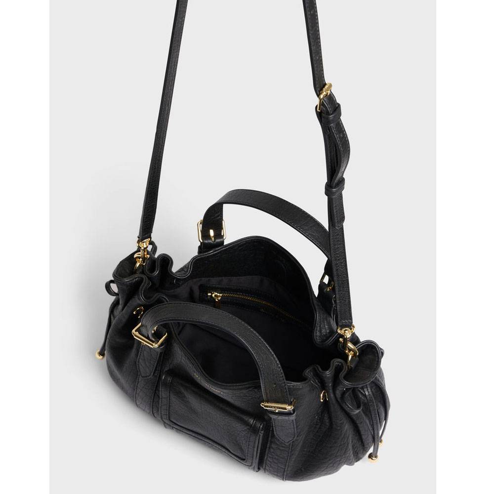 Sac porté main Gérard Darel en cuir bubble Le 18H DAS67A428 9100 couleur noir, ouvert