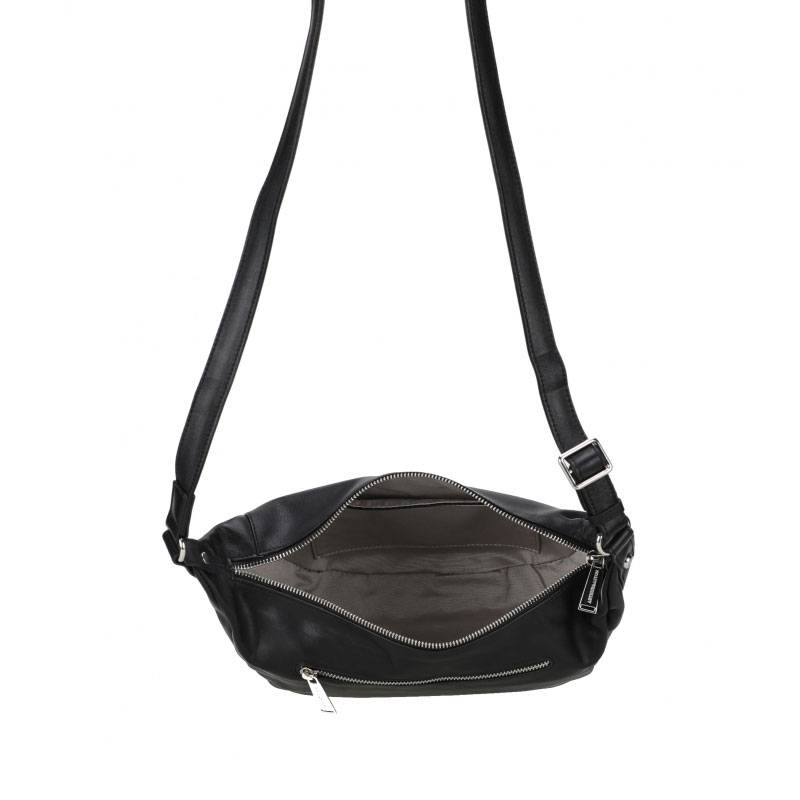 Sac banane Arthur & Aston bandoulière ajustable Giulia A180-04 A couleur noir, ouvert