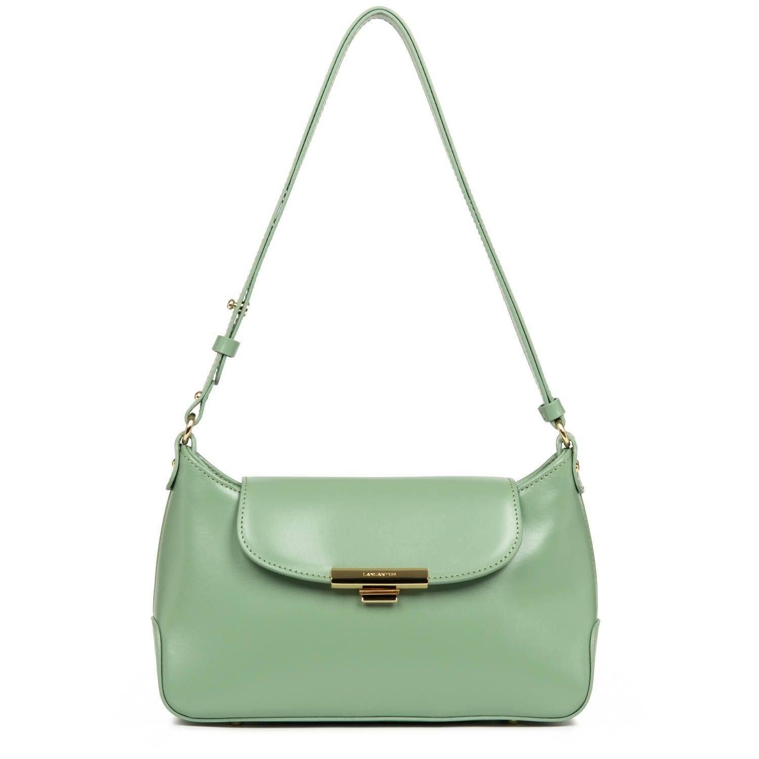 Sac baguette à rabat avec fermoir Lancaster Suave Evenly 480-026-JA/AN, couleur jade antic, vue de face