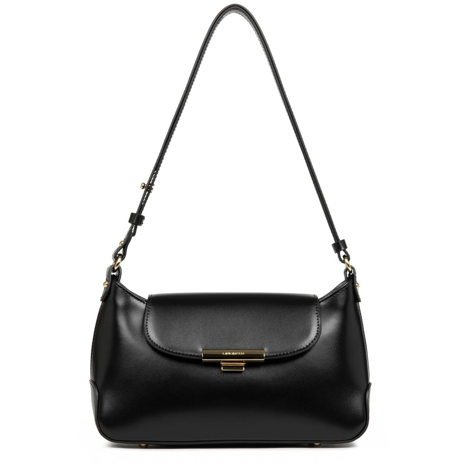 Sac baguette à rabat avec fermoir Lancaster Suave Evenly 480-026-NOIR, couleur noir, vue de face