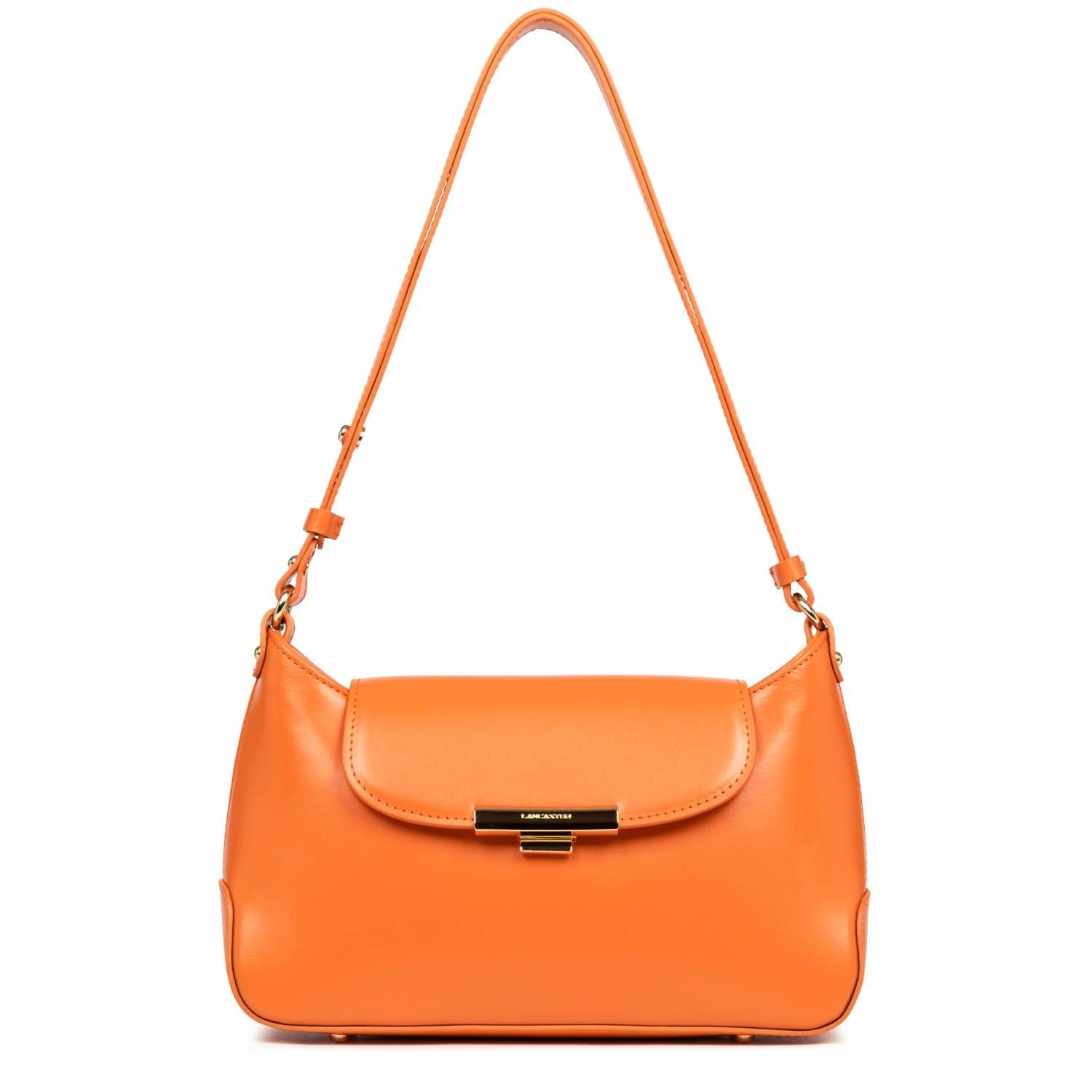 Sac baguette à rabat avec fermoir Lancaster Suave Evenly 480-026-ORANG, couleur orange, vue de face