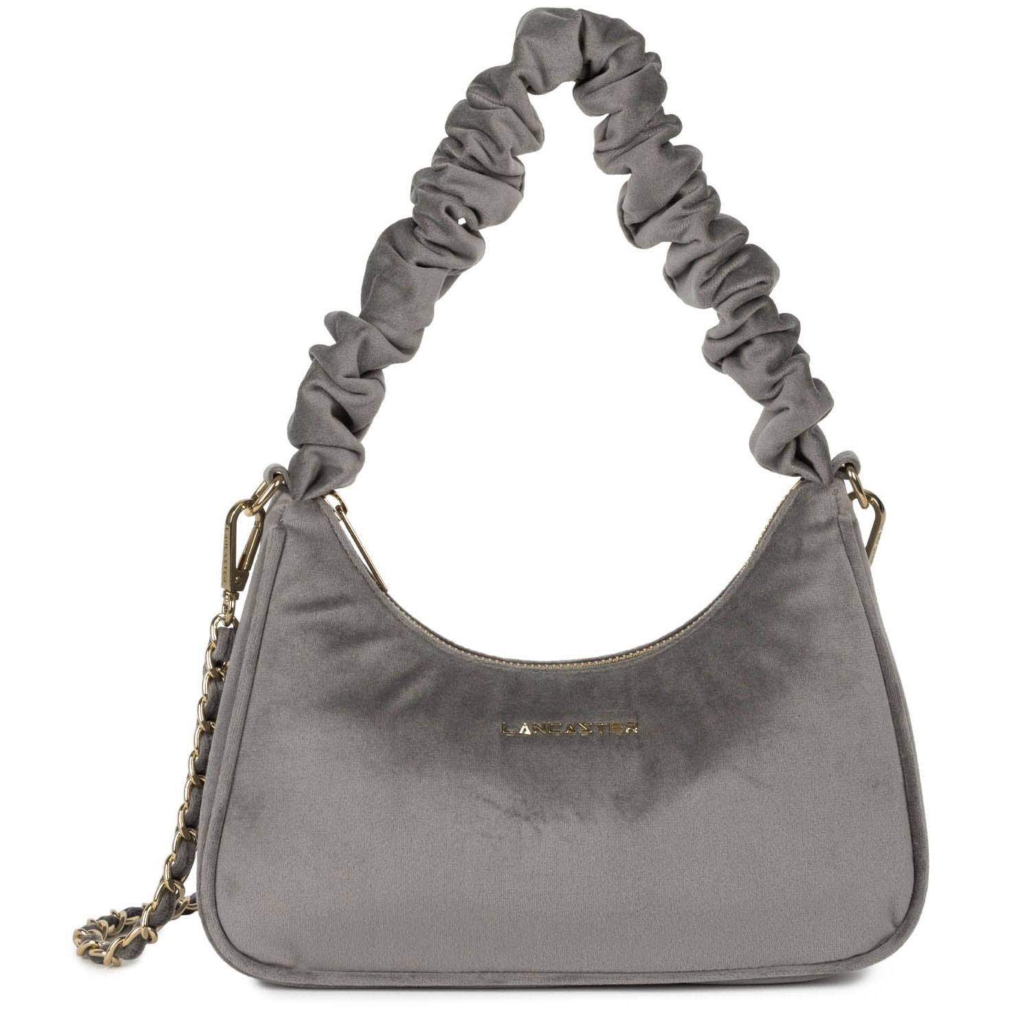 Sac besace Velvet Chouchou Lancaster 518-019-GRIS, couleur GRIS, vue de face