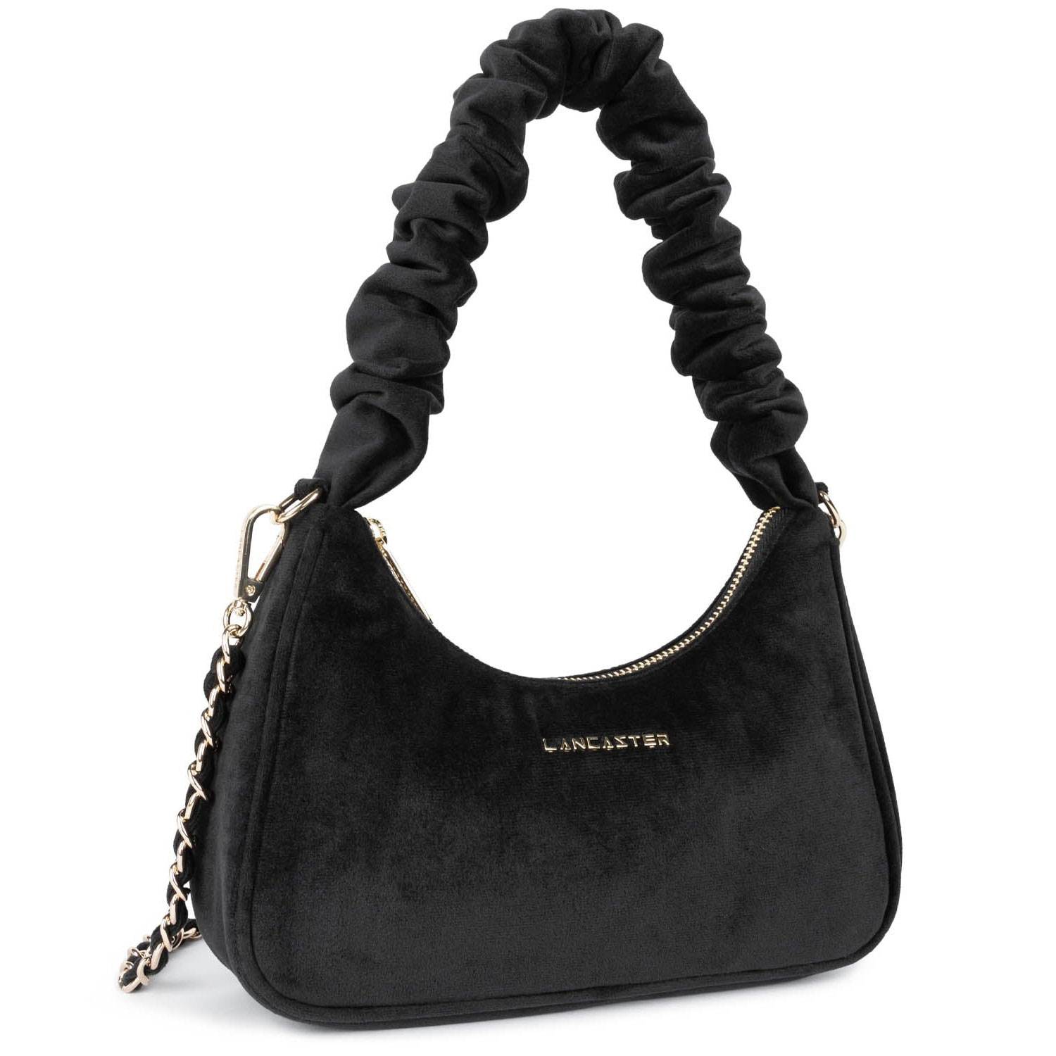 Sac besace Velvet Chouchou Lancaster 518-019-NOIR, couleur noir, vue de côté