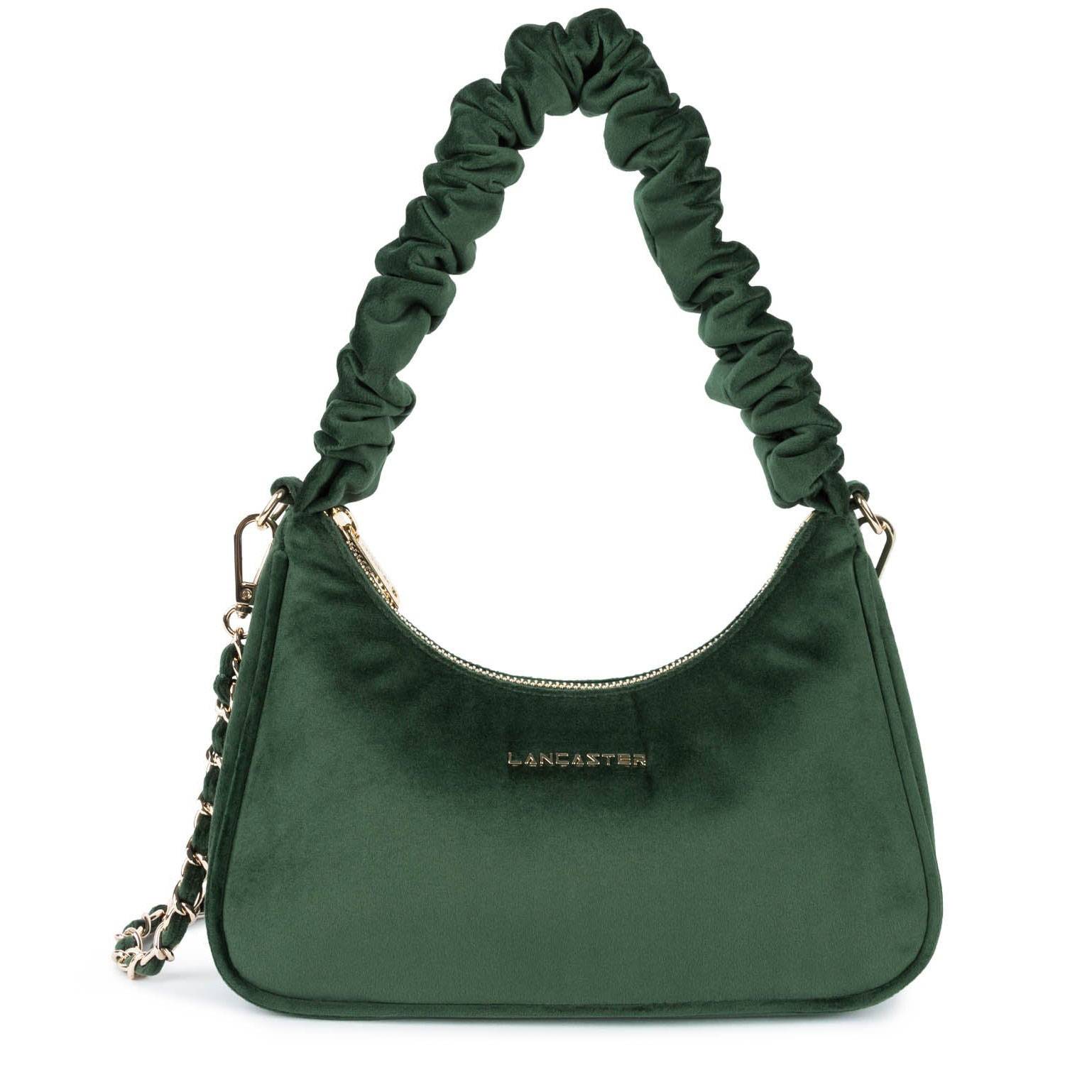 Sac besace Velvet Chouchou Lancaster 518-019-VE/FO, couleur vert foncé, vue de face