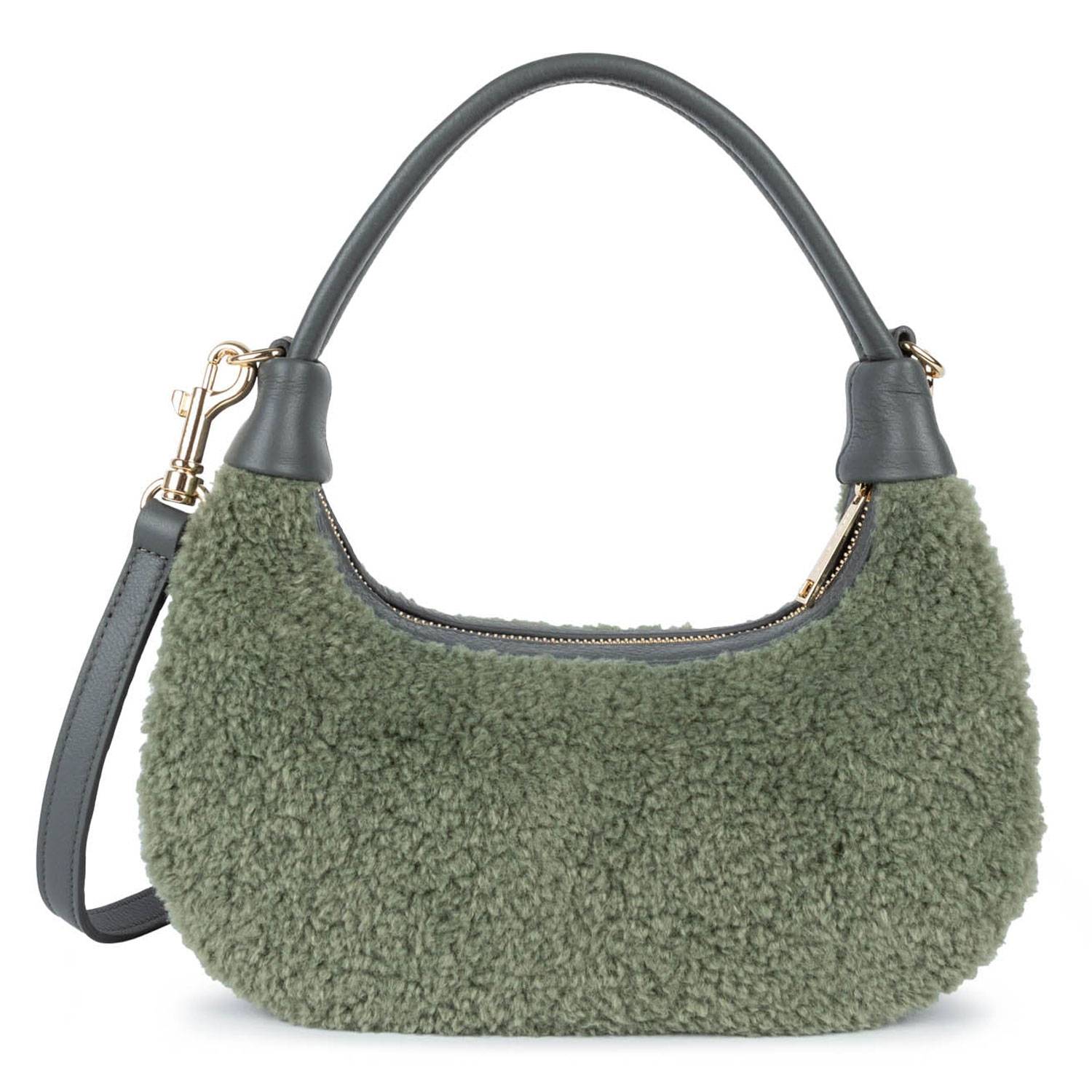 Sac hobo effet polaire Lancaster Aura polaire 518-021-JA/AN couleur jade antic, vue de dos