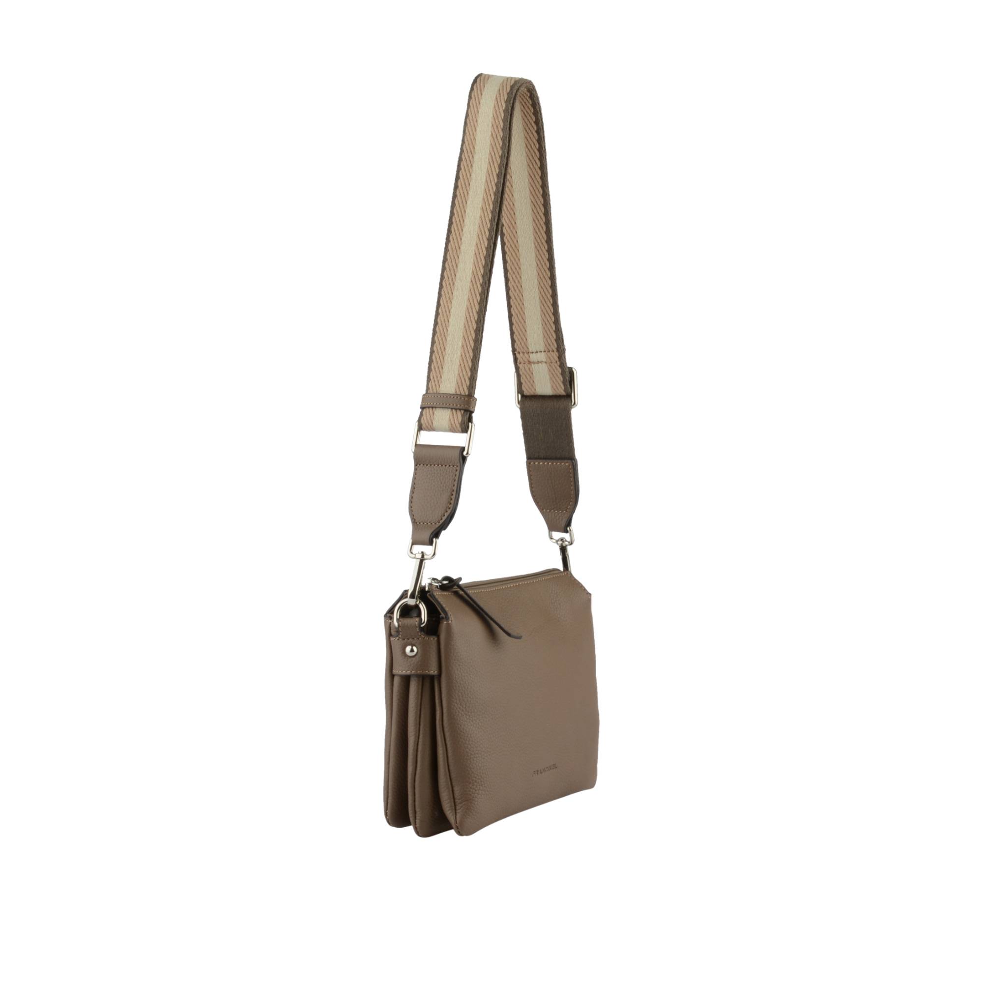 Sac porté travers Francinel effet grainé Dorothée 22831TAUP couleur Taupe, vue de côté