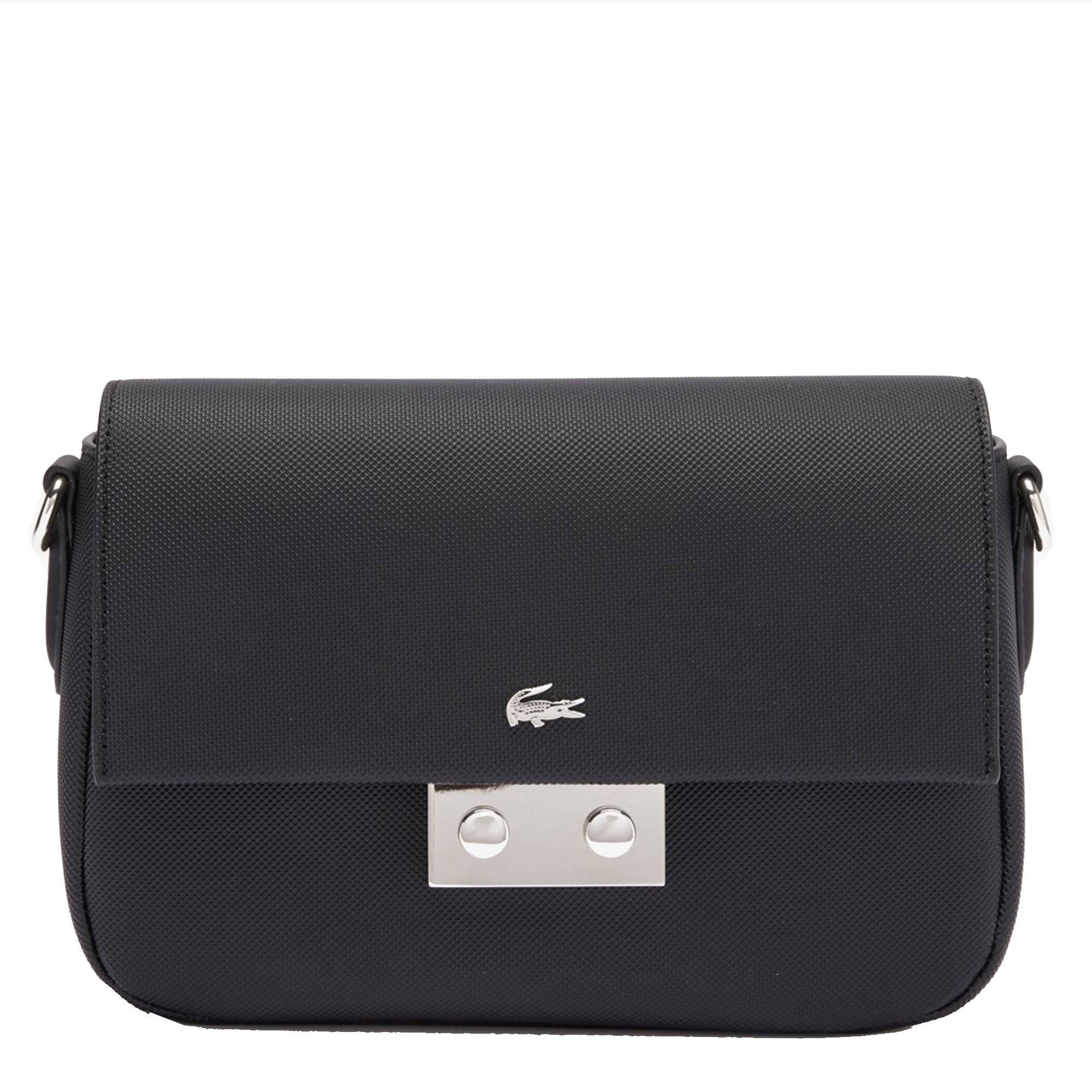 Sac bandoulière à rabat Lacoste Daily City NF4757DZ-000, couleur noir, vue de face