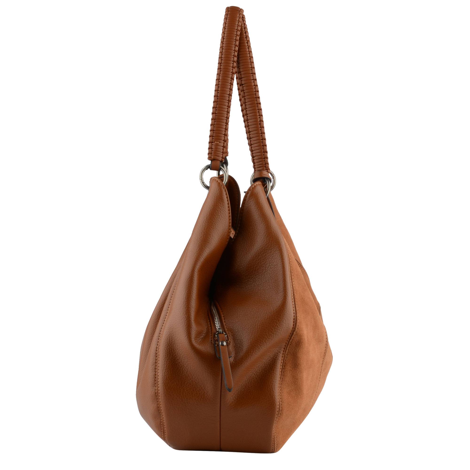 Sac porté épaule Francinel en croûte de cuir lisse Georgina 62487CAM couleur camel, vue de côté