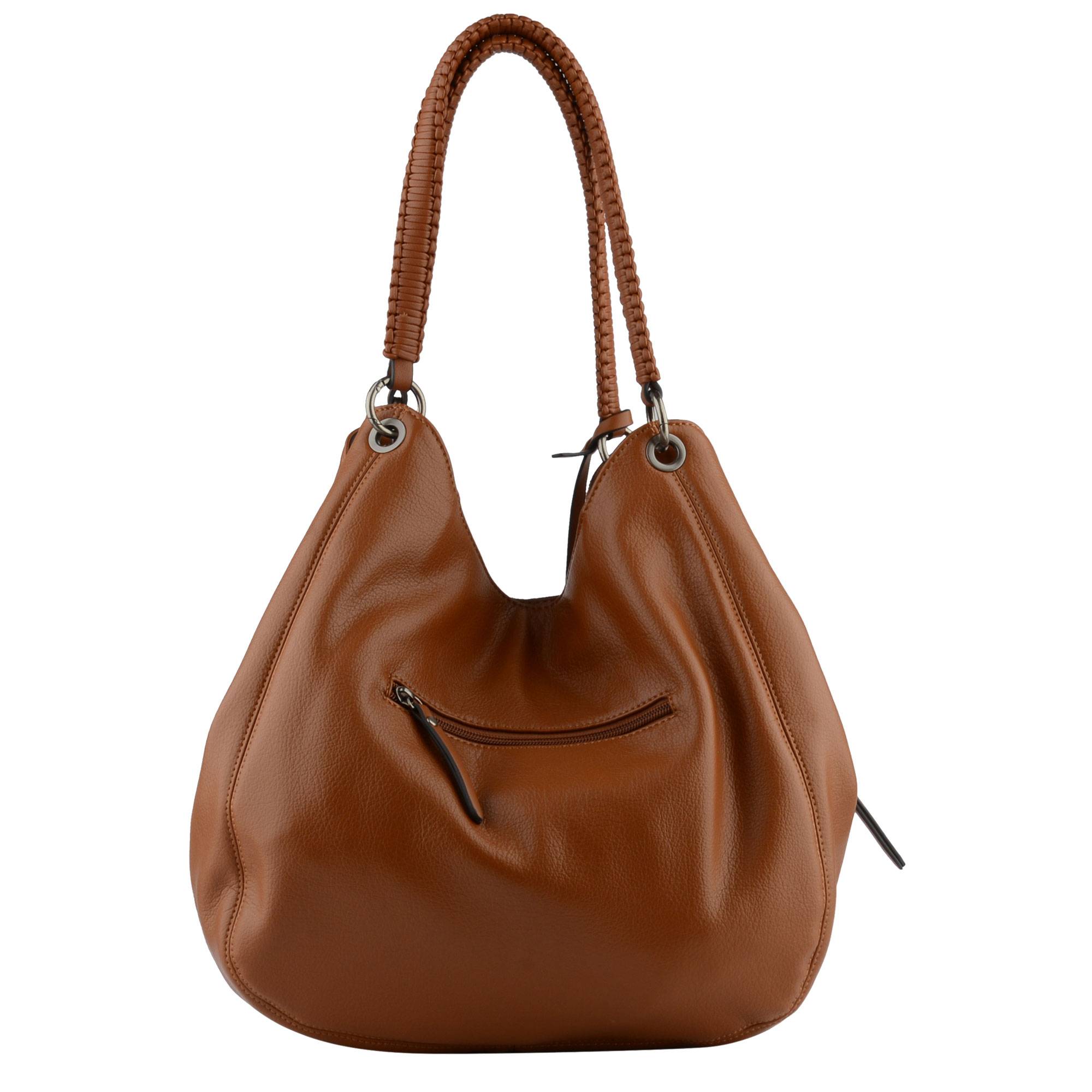 Sac porté épaule Francinel en croûte de cuir lisse Georgina 62487CAM couleur camel, vue de dos