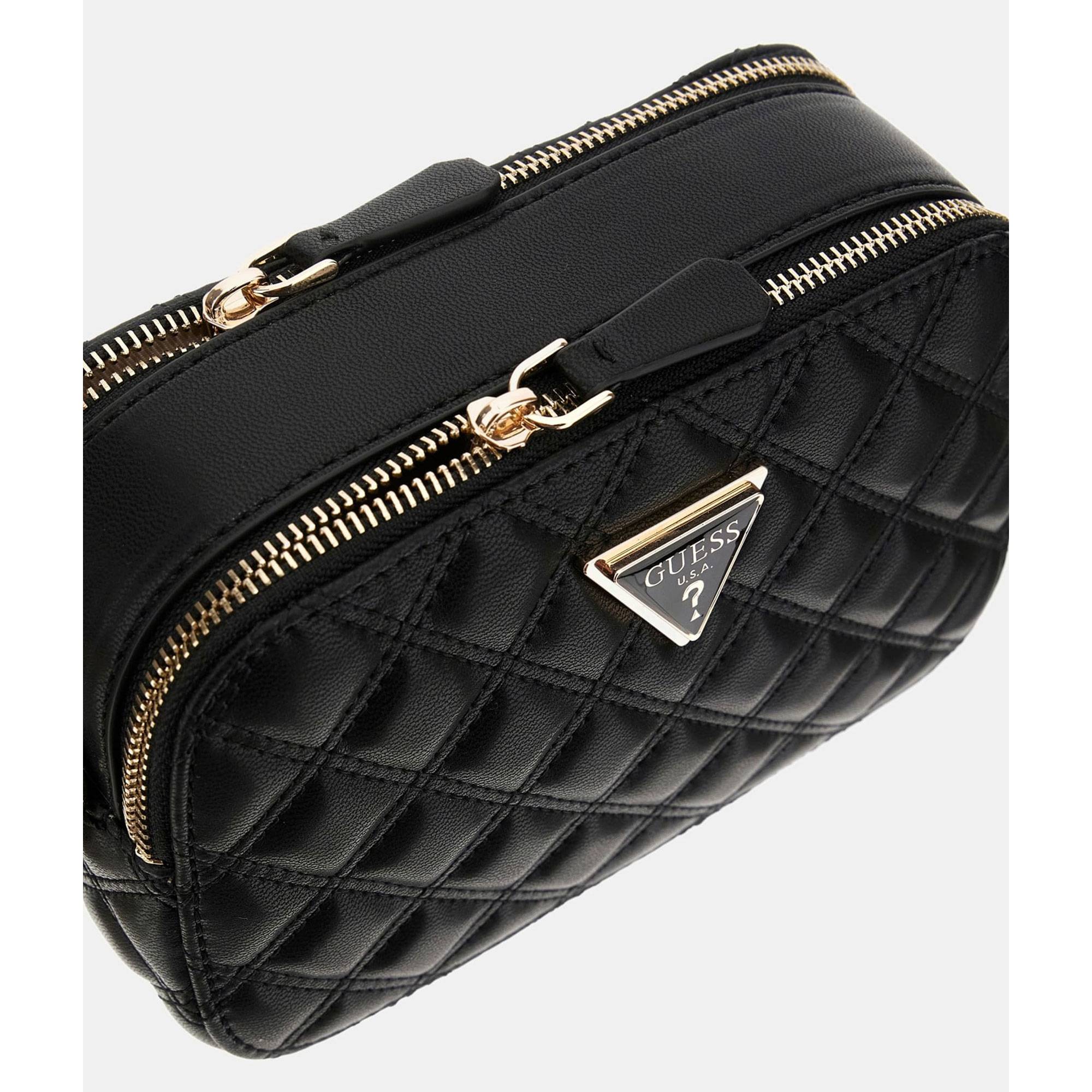 Sac à bandoulière Guess double compartiment Giully HWQG8748140BLA couleur noir, vue de dessus