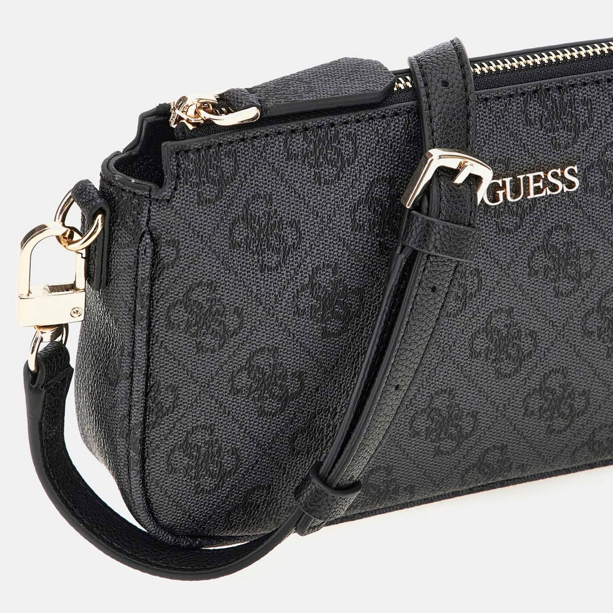 Mini sac Guess bandoulière Noelle logo 4g HWBG7879710CLO noir multi vue de côté