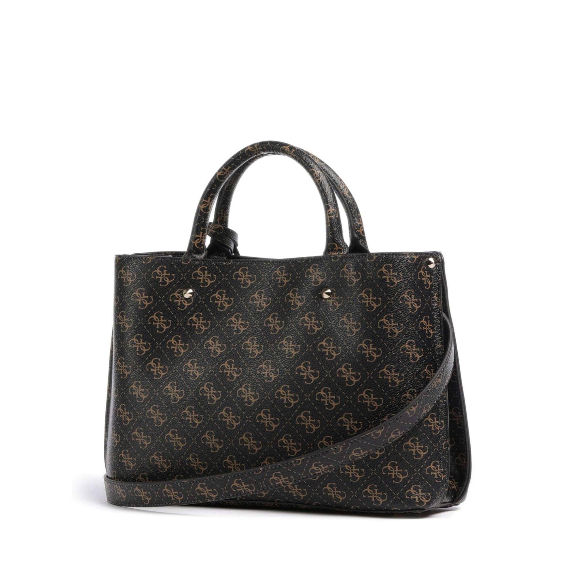 Sac porté main/bandoulière Guess logo 4G Meridian HWQG877806NBL couleur brun foncé, vue de dos