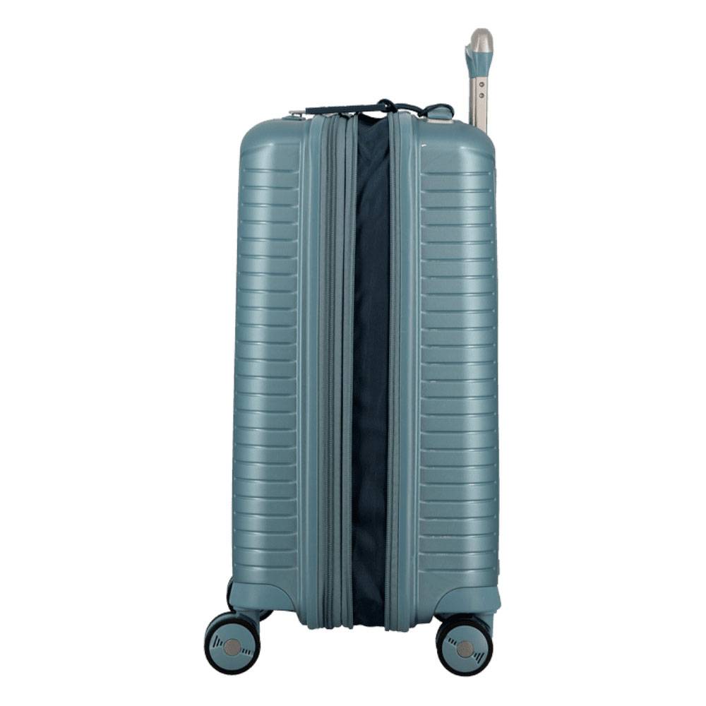 Valise cabine Jump Évaé 4 roues Extensible 32/41 L EV20CIEL couleur Bleu, vue de  côté avec roues