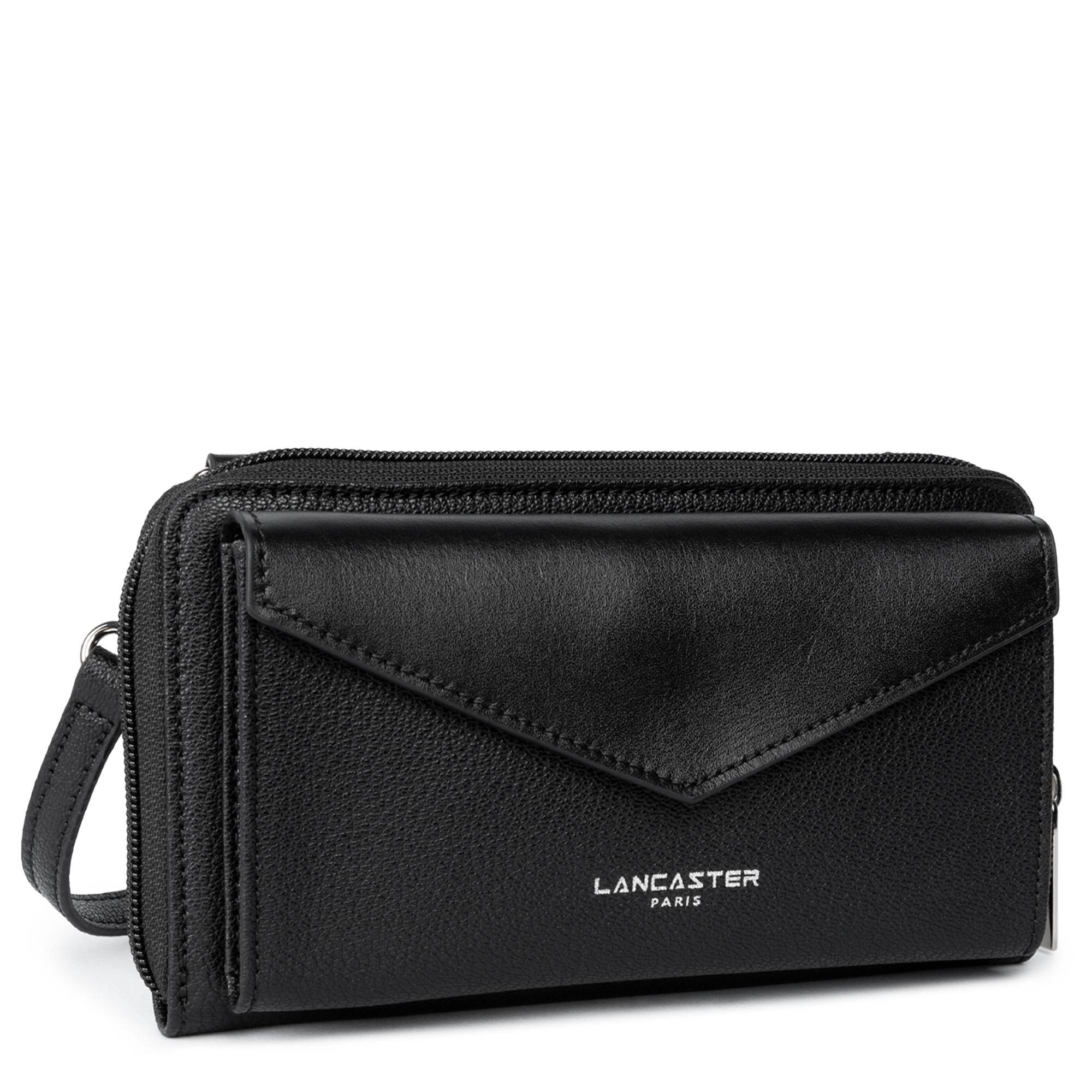 Pochette smartphone Zippé Lancaster Maya 117-08 NOIR, couleur noir , vue de profil