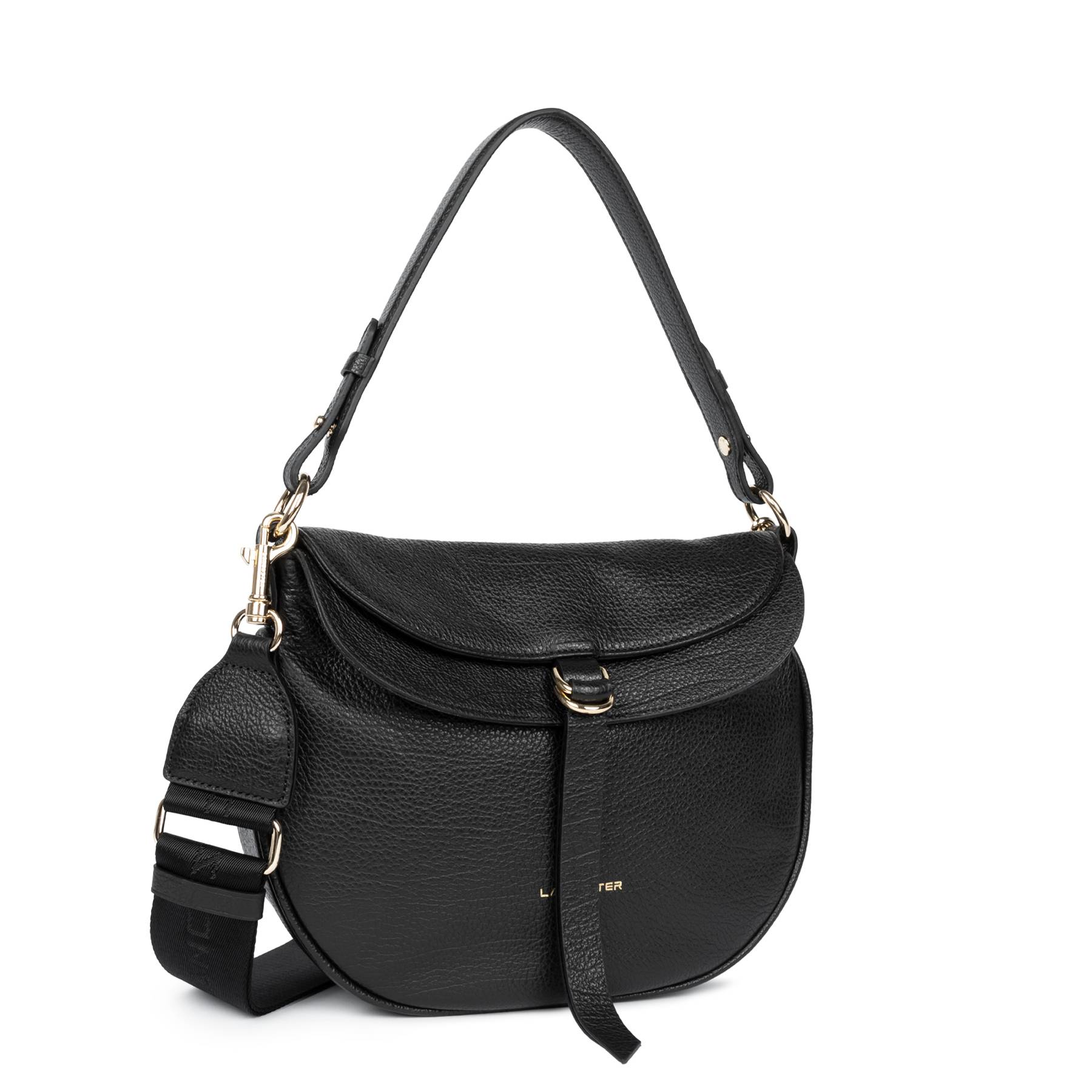 Sac besace à rabat aimanté Lancaster Dune Gaia 529-100-NOIR, couleur noir, vue de profil