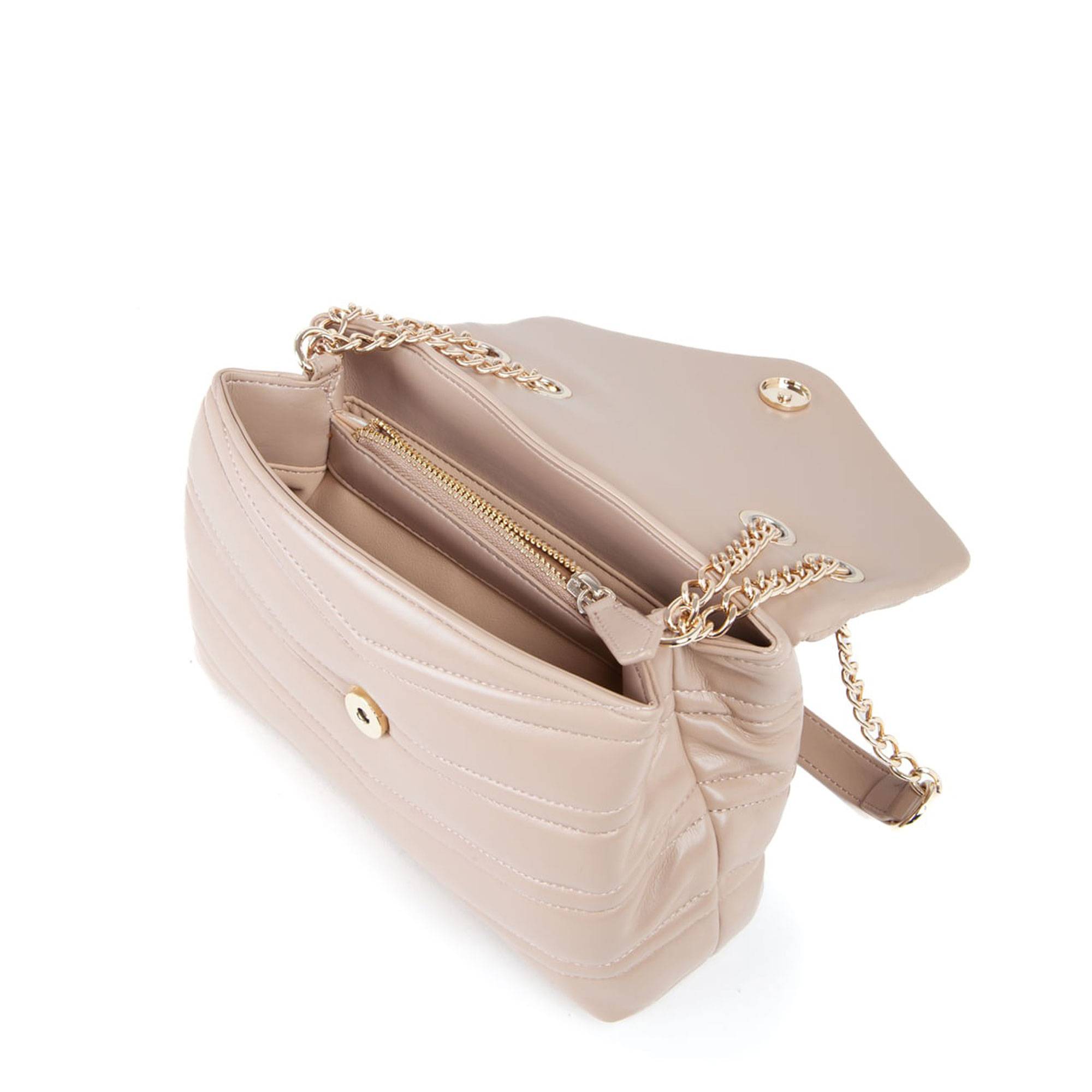 Sac porté épaule à rabat Valentino Bags PRIVILEGE VBS8DN10 005, couleur beige, ouvert