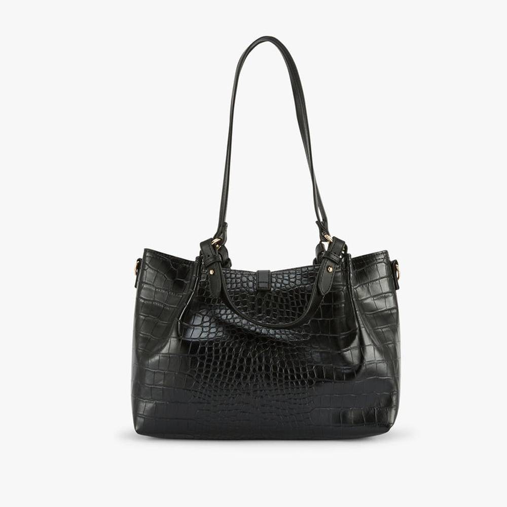 Sac porté épaule style crocodile Lollipops Olizy S270344 N0DX, couleur noir vue de dos