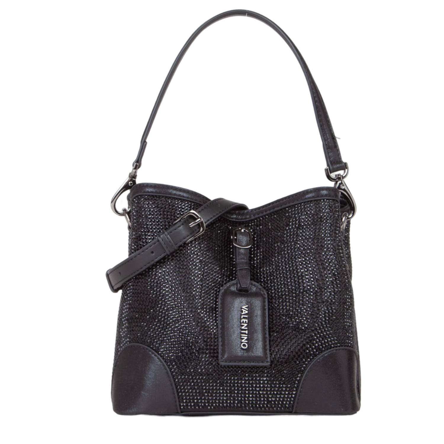 Sac seau Valentino bags effet brillant étiquette VBS8GW34 001 couleur noir, vue de face