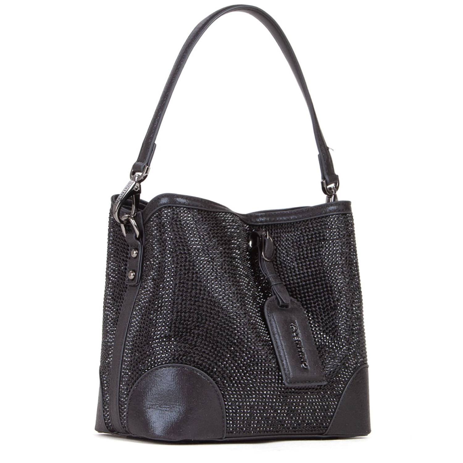 Sac seau Valentino bags effet brillant étiquette VBS8GW34 001 couleur noir, vue de profil