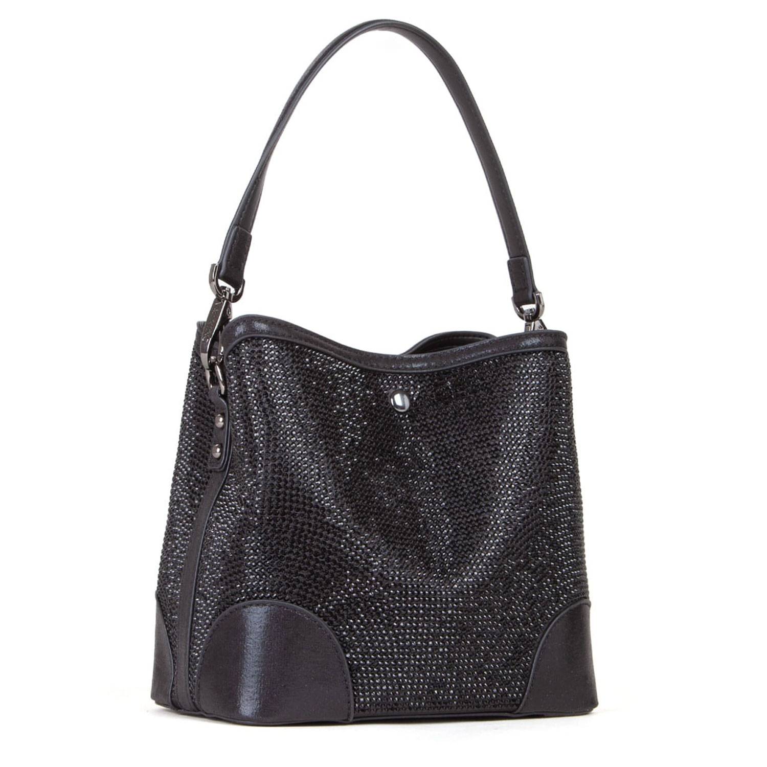 Sac seau Valentino bags effet brillant étiquette VBS8GW34 001 couleur noir, vue de dos