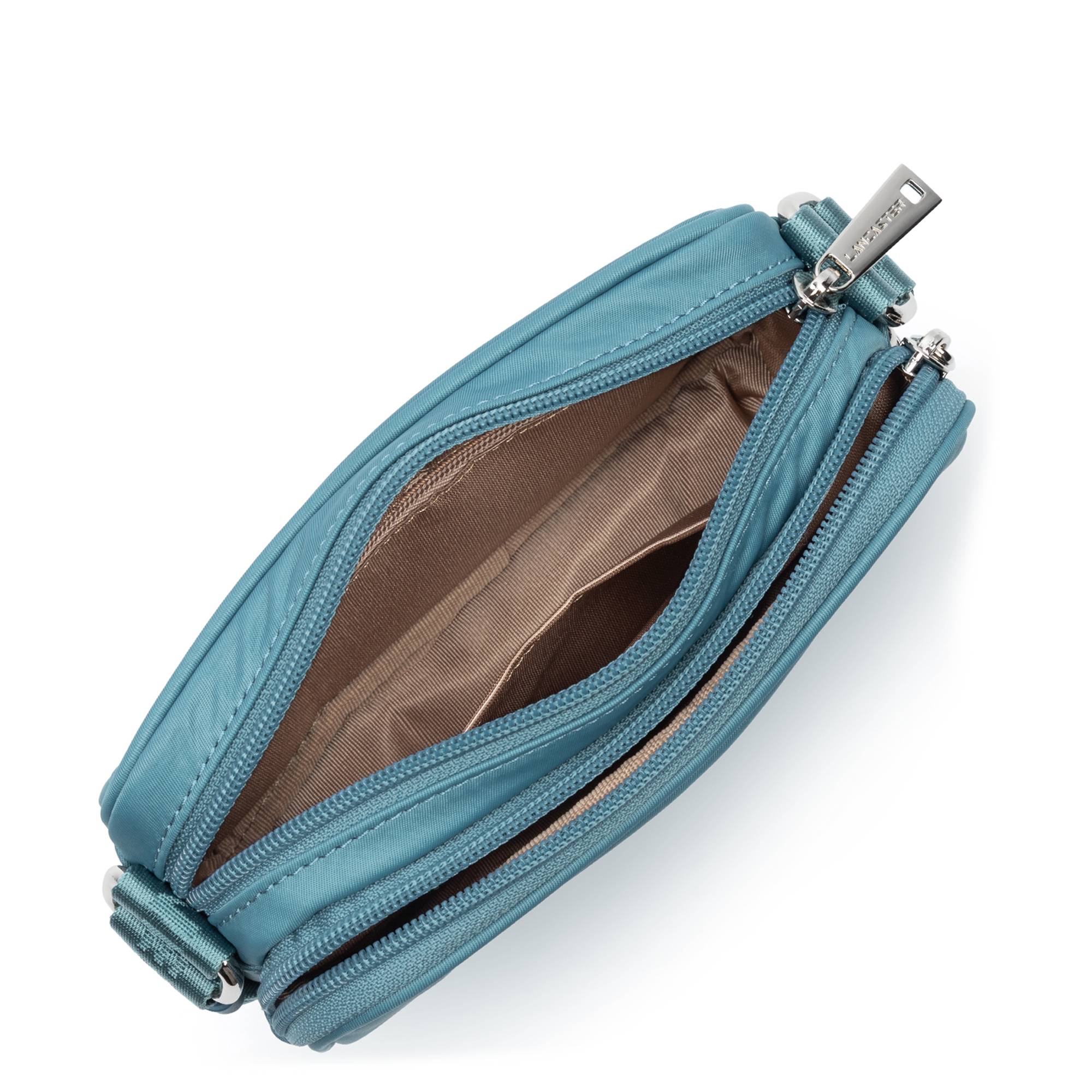 Sac trotteur zippé Lancaster Mini Basic Vita 510-75 BL/CE, couleur bleu cendre, ouvert