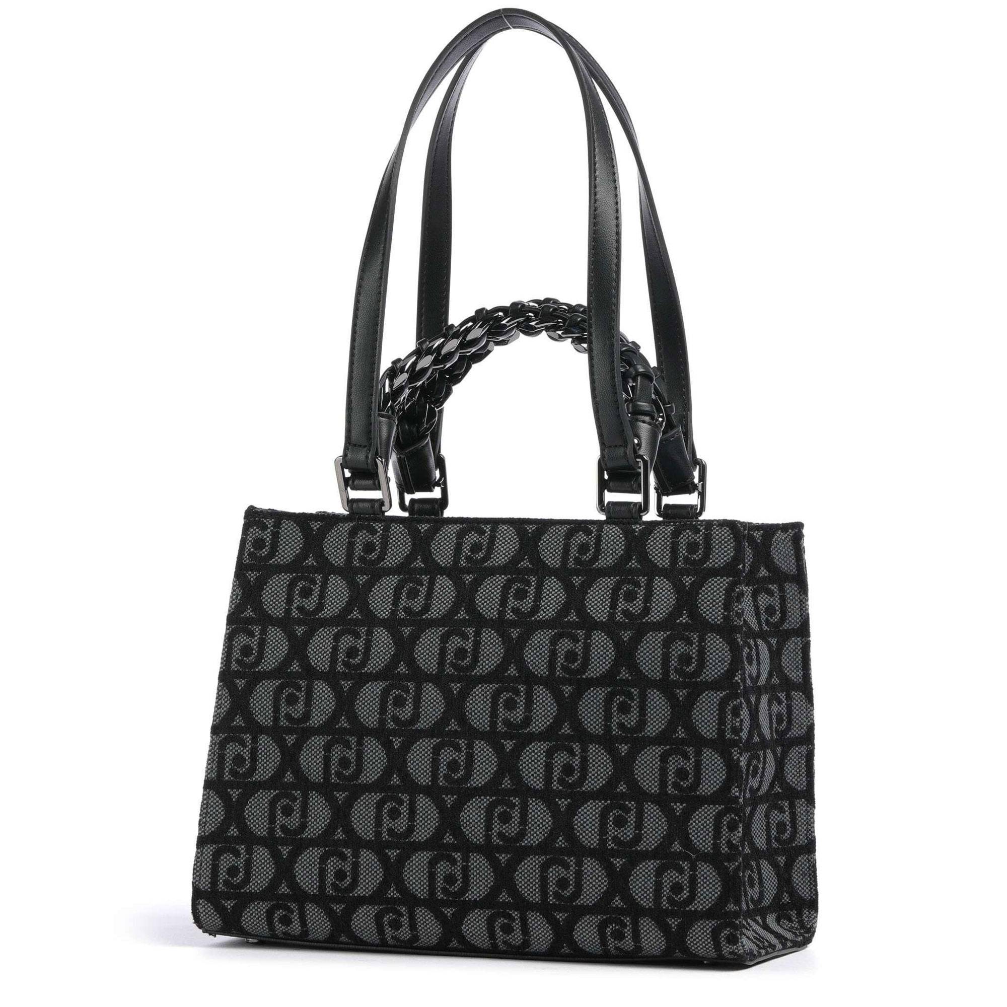 Sac shopping porté main Liu Jo imprimé Logo  Rubino  AF4246T6438 Y9679 couleur noir/gris vue de dos