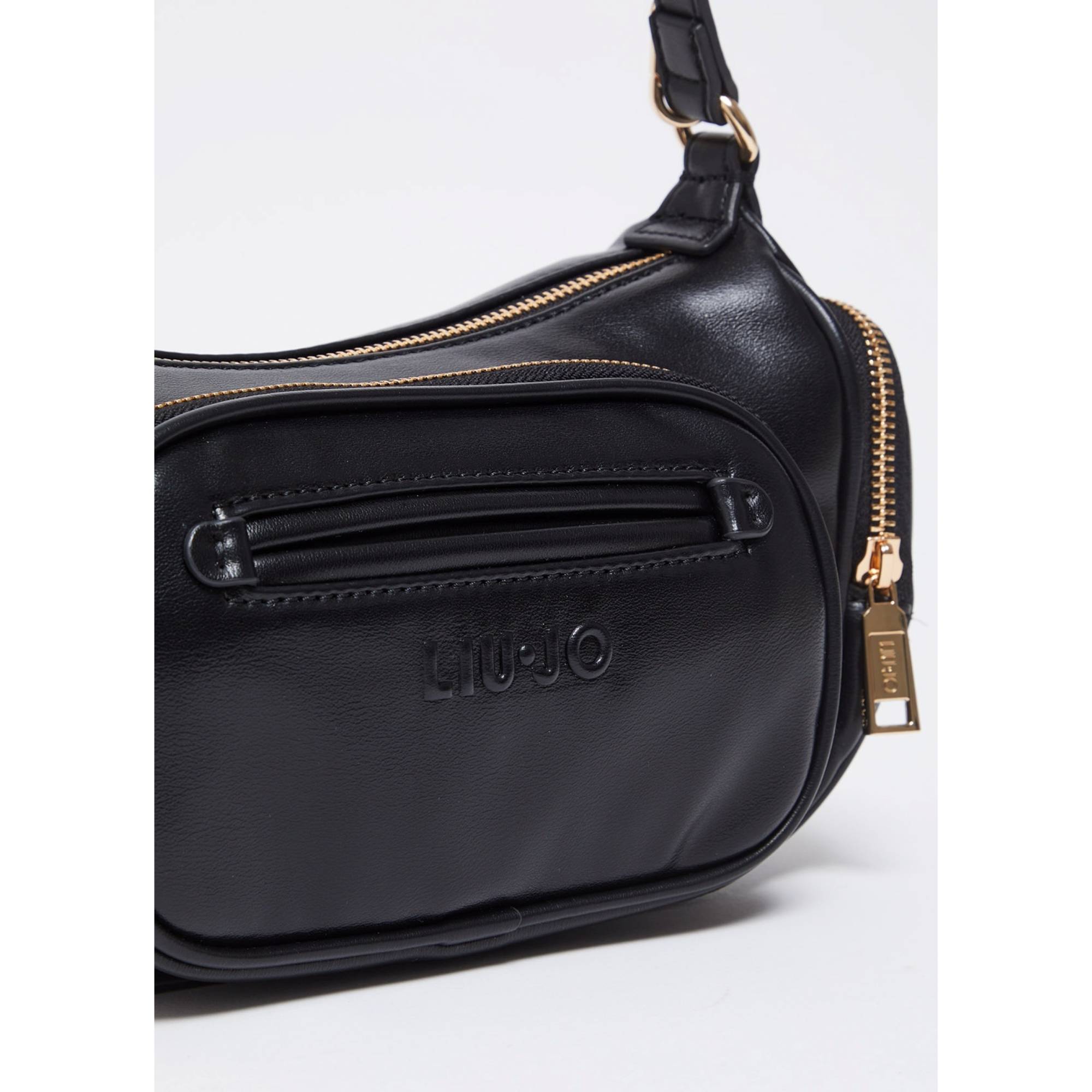 Sac porté épaule Liu Jo effet nappa brillant Better AF4112E0039 22222 couleur noir, vue de dos