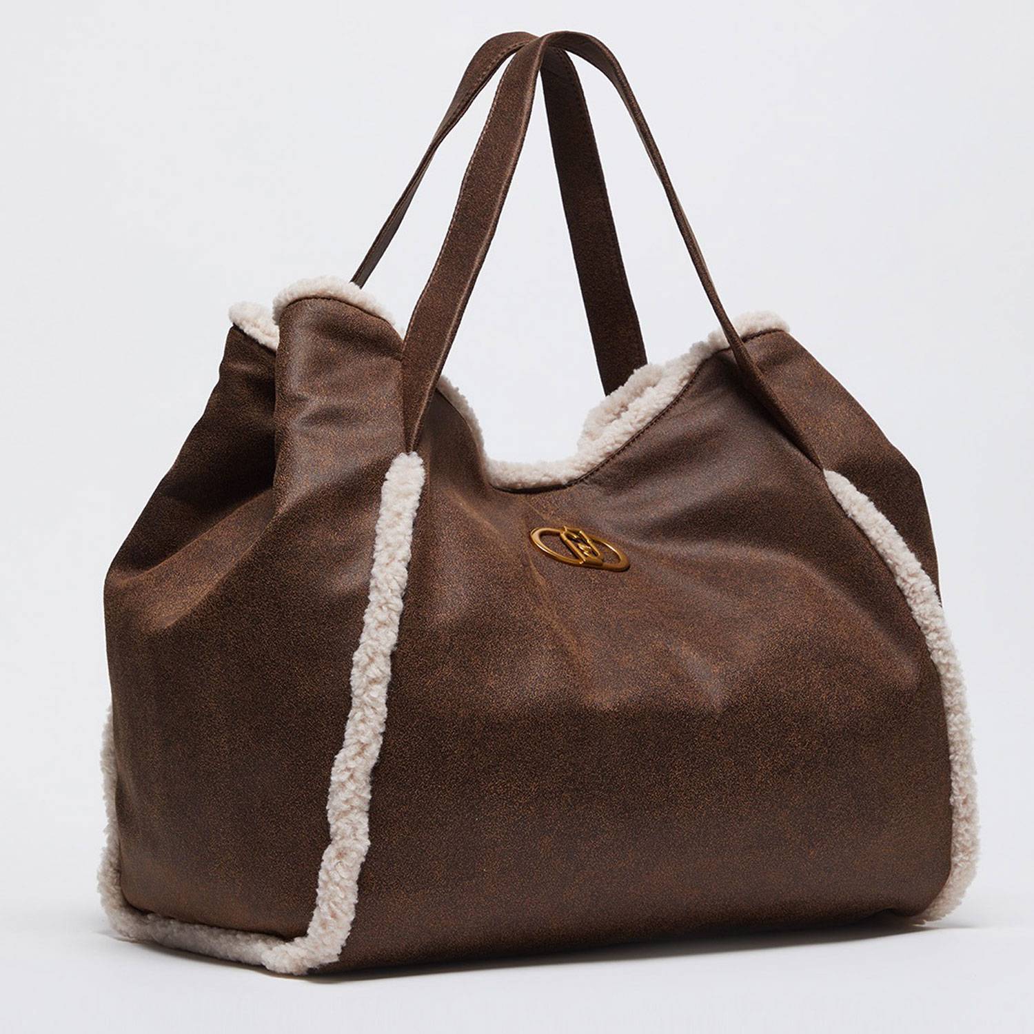 Sac cabas porté main Liu Jo en tissu enduit  AF4313E0116 71409 couleur marron, vue de dos