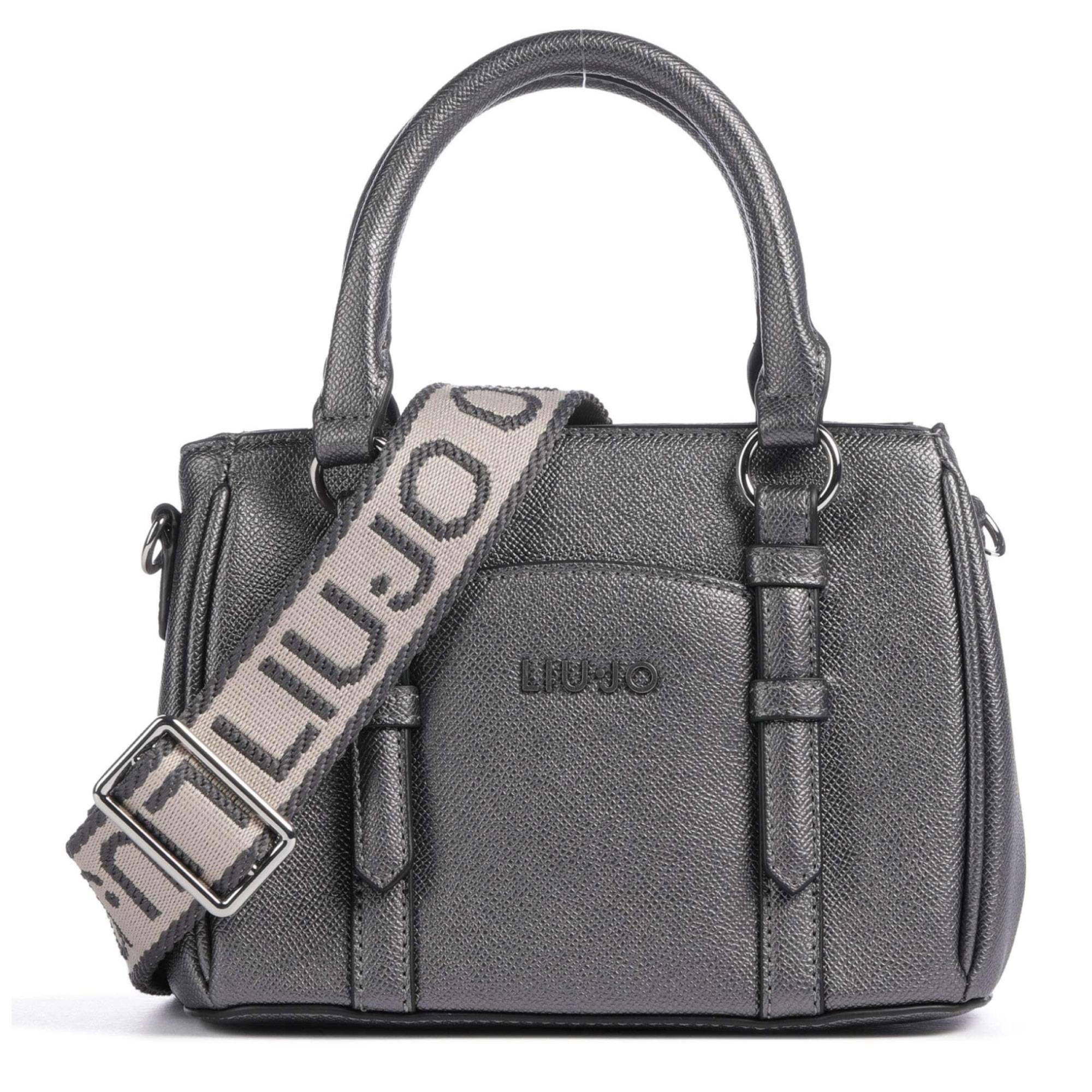 Sac porté main + bandoulière Liu Jo effet grainé Nevet AF4155E0087 04020 couleur anthracite, vue de face