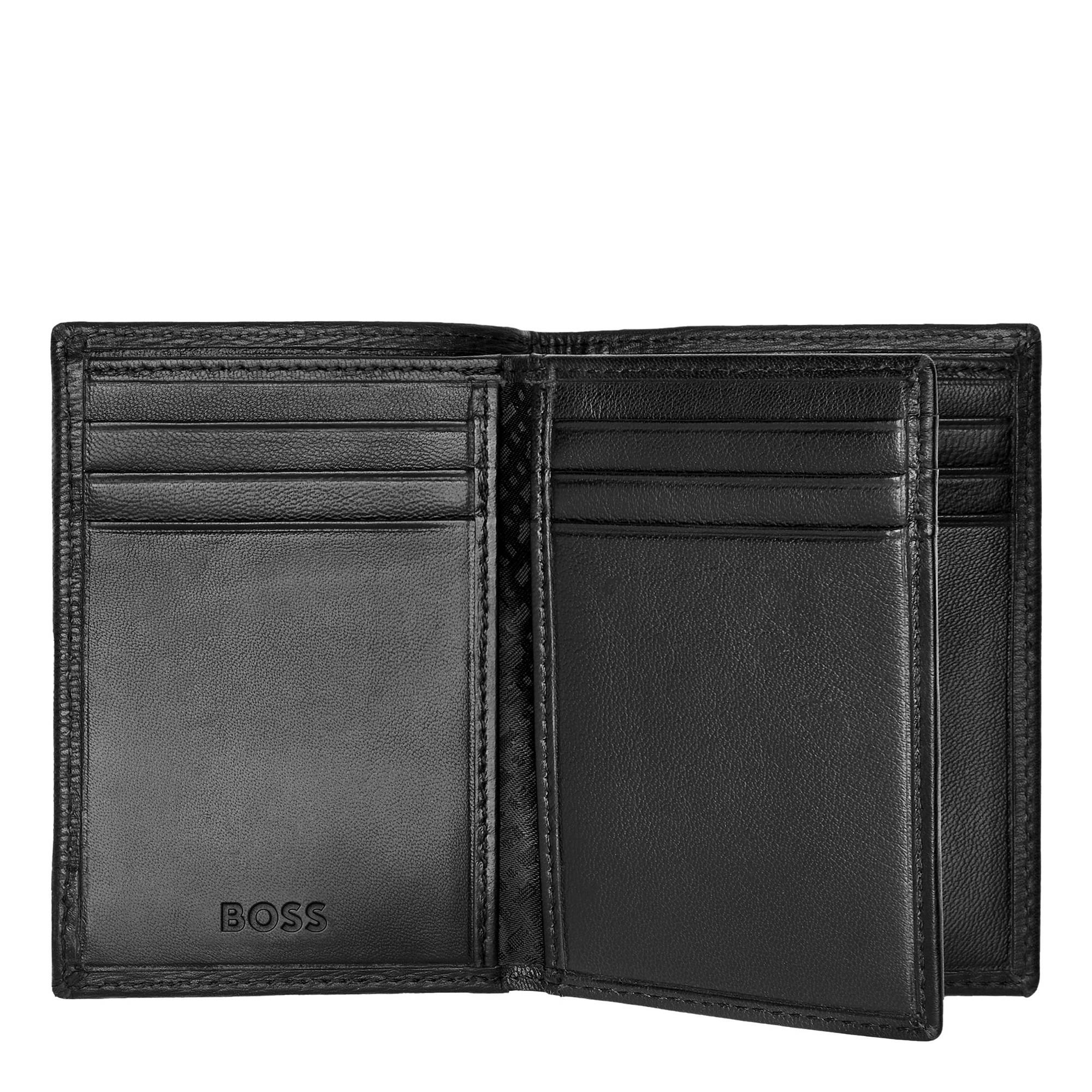 Porte-cartes Trifold Hugo Boss Iconic en cuir texturé HLF421A Noir intérieur