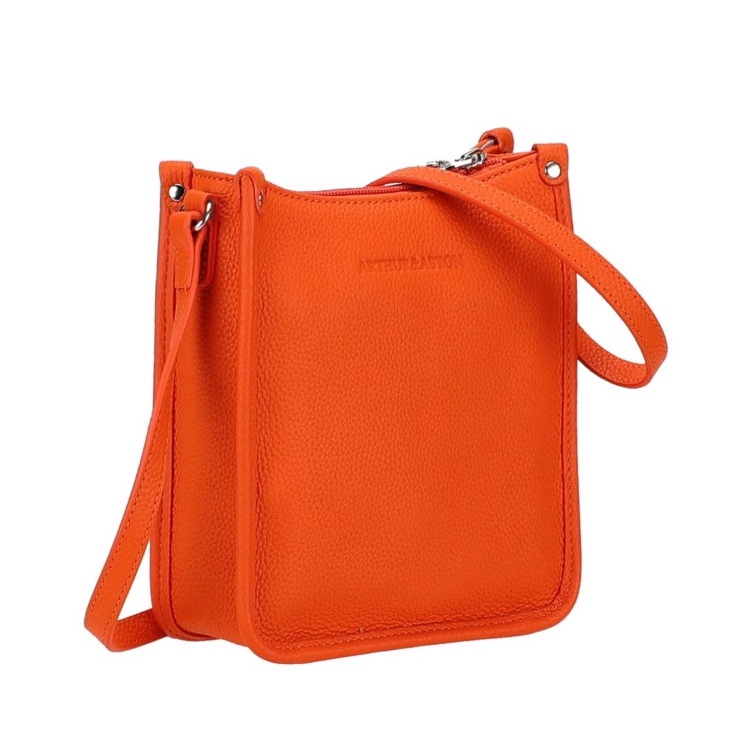 Sac bandoulière Arthur et Aston rectangulaire Zippé Rosalia A163-34 I couleur orange, vue de côté