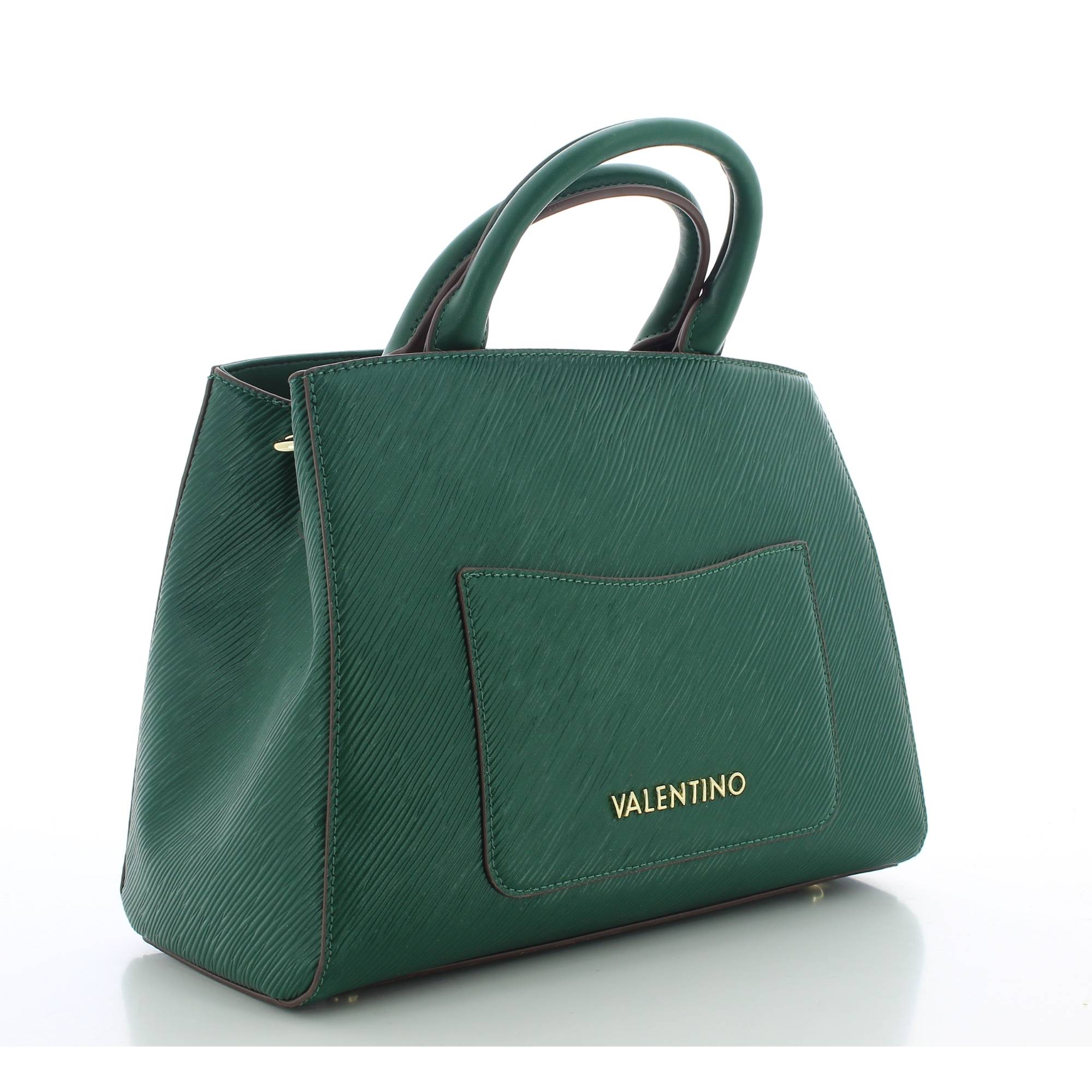 Sac shopping Valentino Bags porté main - travers Posillipo VBS8FU04 P71 couleur vert, vue de côté