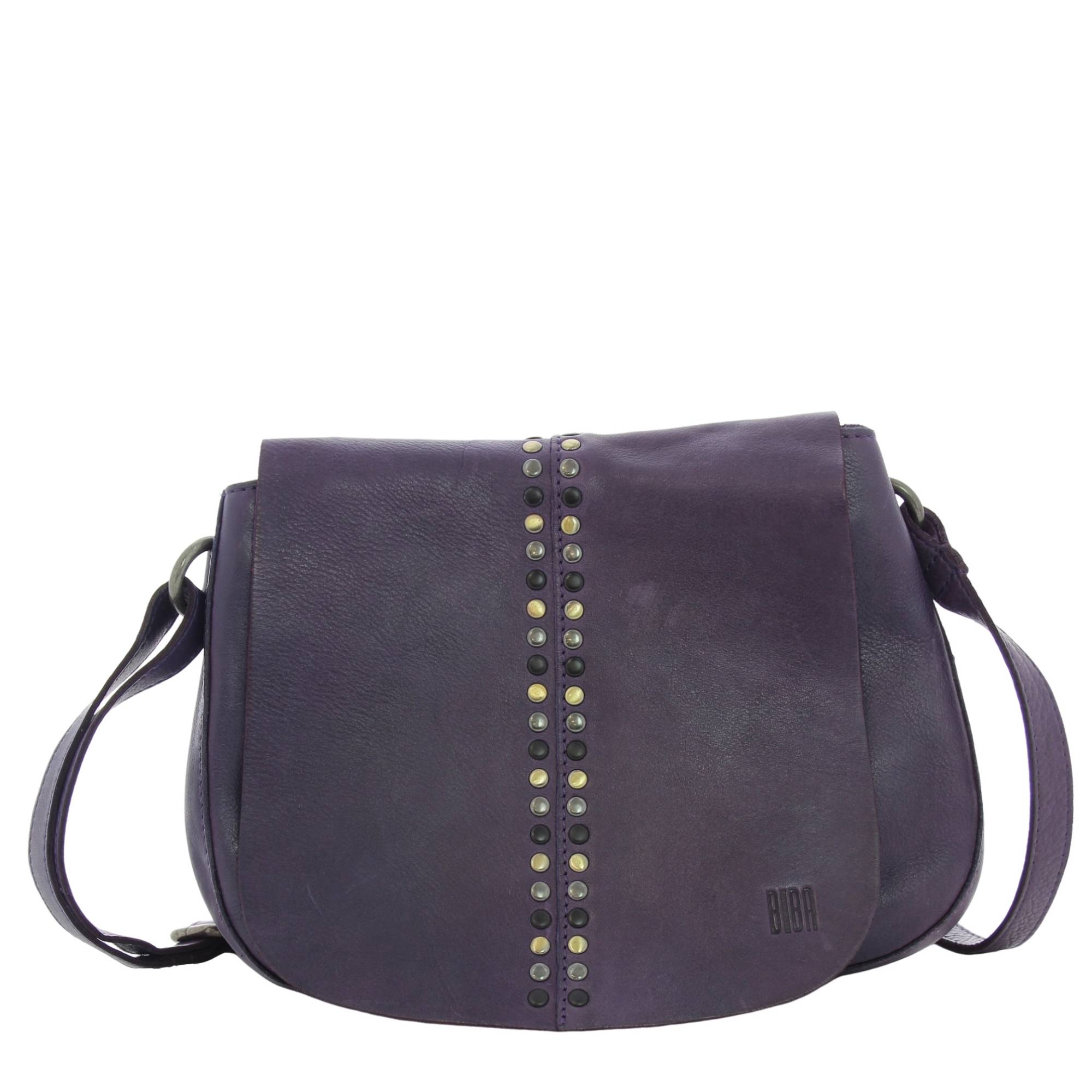 Sac porté bandoulière à rabat en cuir Hancock HAK2L MORADO couleur violet, vue de face