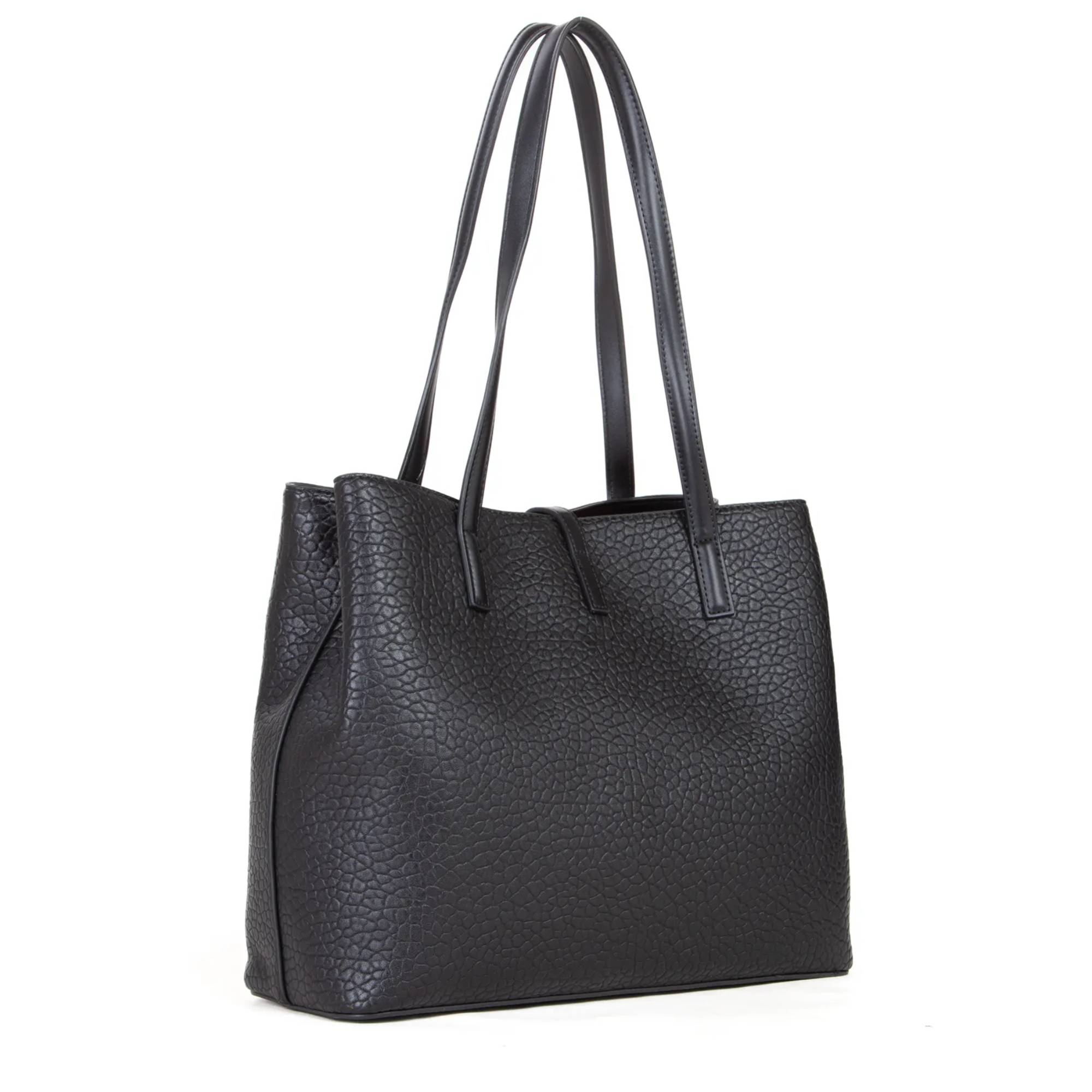 Sac shopping Valentio Bags effet cuir grainé Zeno  VBS8G401 001 couleur noir, vue de dos