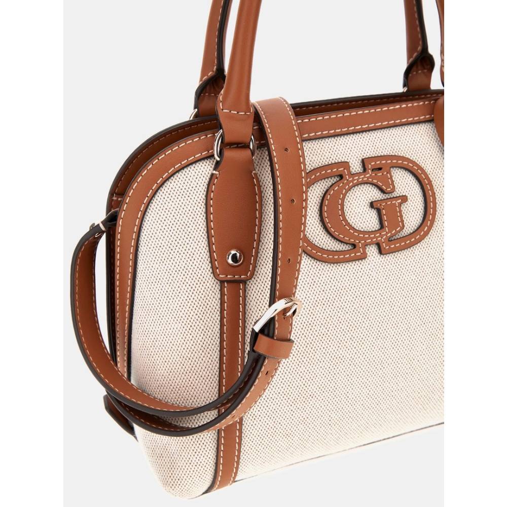 Sac porté main Guess charm logotypé Sebina  HWAG9524060 NRC  couleur beige multi, vue de près