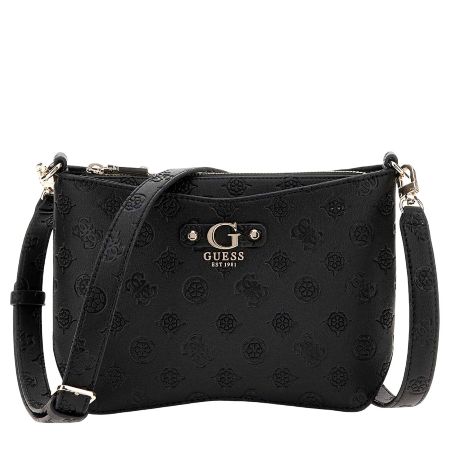 Sac bandoulière Guess à fermeture zippé Gerty Girlfriend HWPD9529120 BLA, couleur noir, vue de face