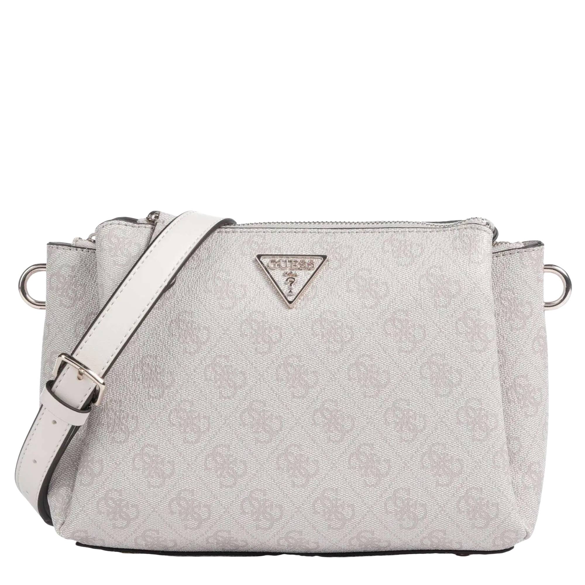 Sac bandoulière Guess imprimé logo Noelle HWBD7879120 DVL  couleur beige, vue de face