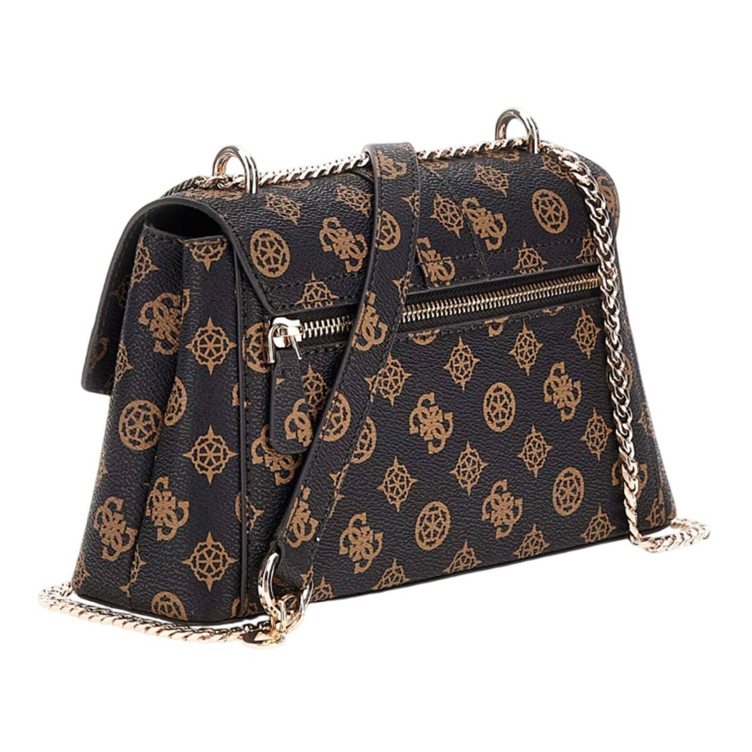 Sac à bandoulière Guess effet grainé Dorys HWPM952121 MLO couleur Moca Logo vue de coté