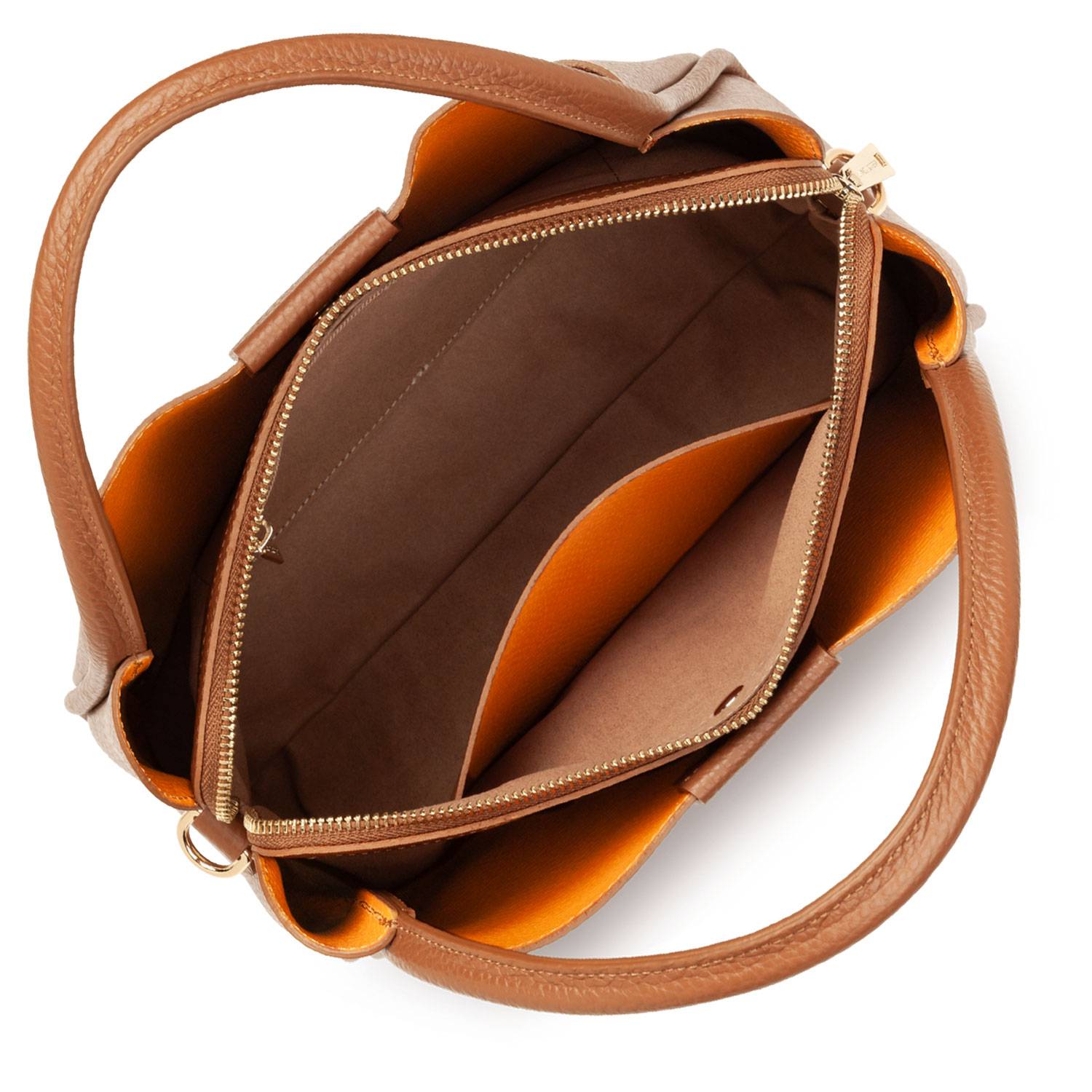 Sac à main Lancaster M Ida Double 470-84 CA/OR couleur camel orange, ouvert