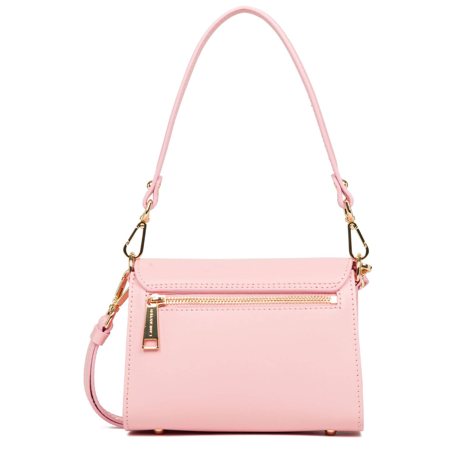 Mini sac trotteur Lancaster à rabat Paris PAD 480-059 RO/FU  couleur rose fumé, vue de dos