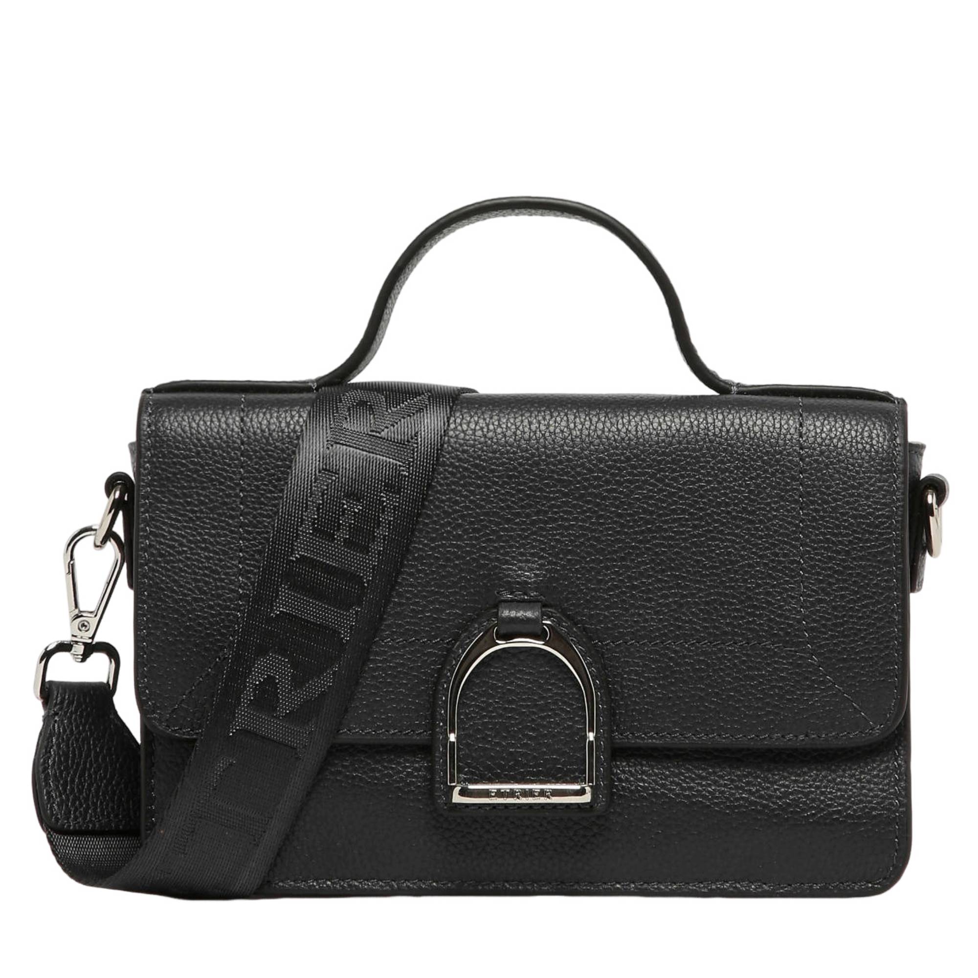 Sac bandoulière Etrier S en cuir Altesse EALT048S 028 couleur noir, vue de face