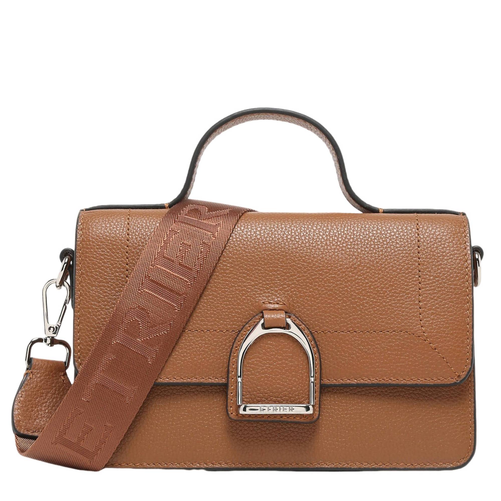 Sac bandoulière Etrier S en cuir Altesse EALT048S 709111couleur camel, vue de face