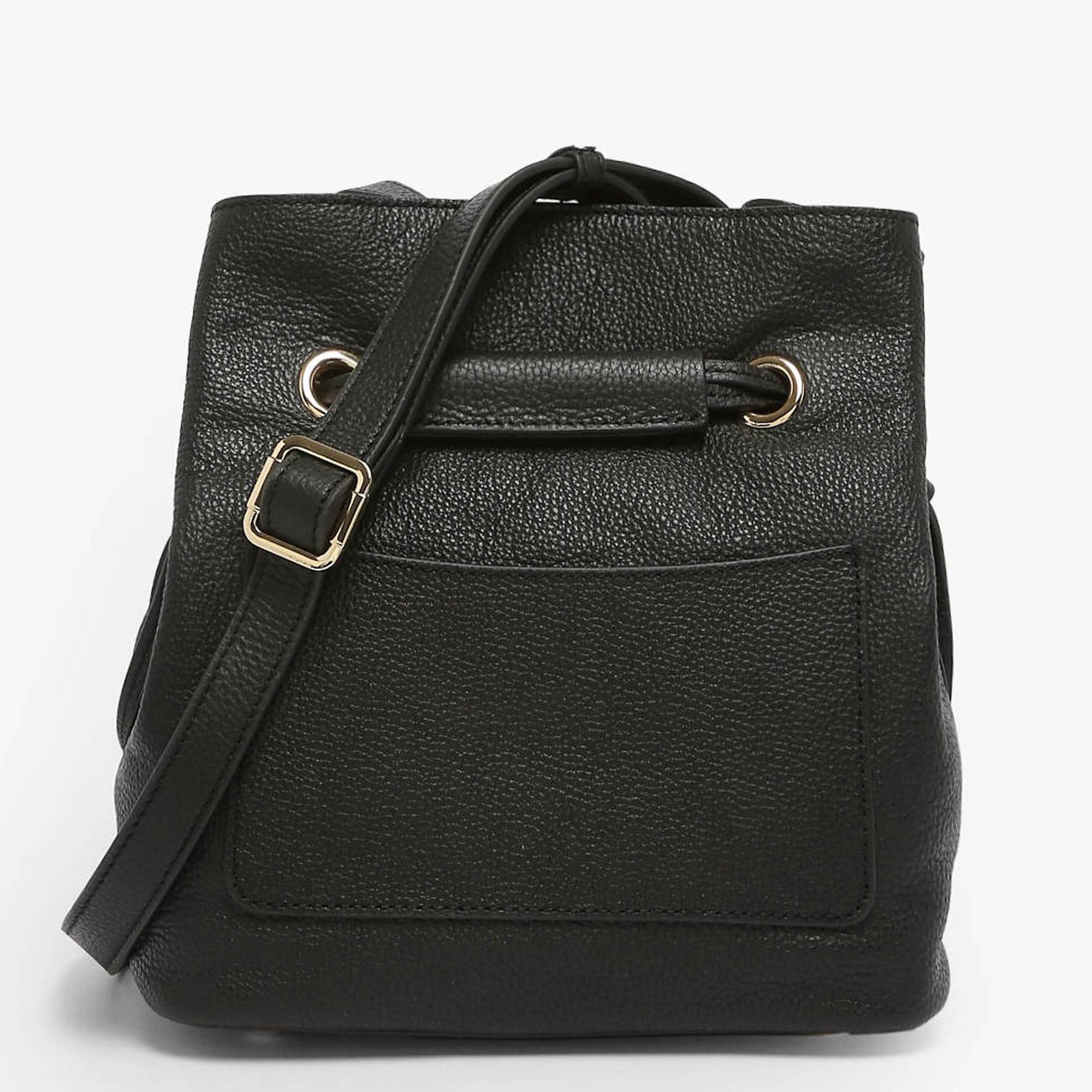 Sac bourse Etrier effet cuir grainé S Tradition ETRA004S 709028 couleur noir, vue de dos