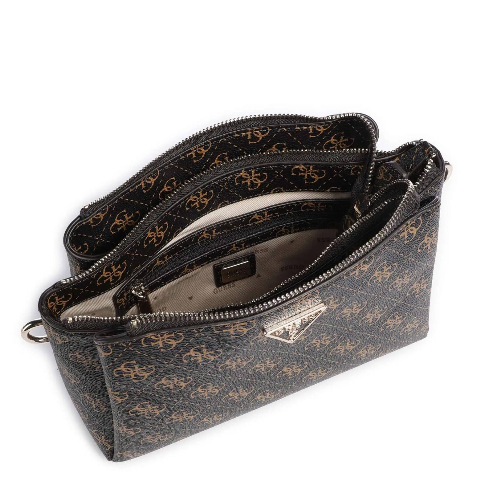 Sac bandoulière GUESS imprimé logo Noelle HWQL7879120-BRO (marron foncé) intérieur