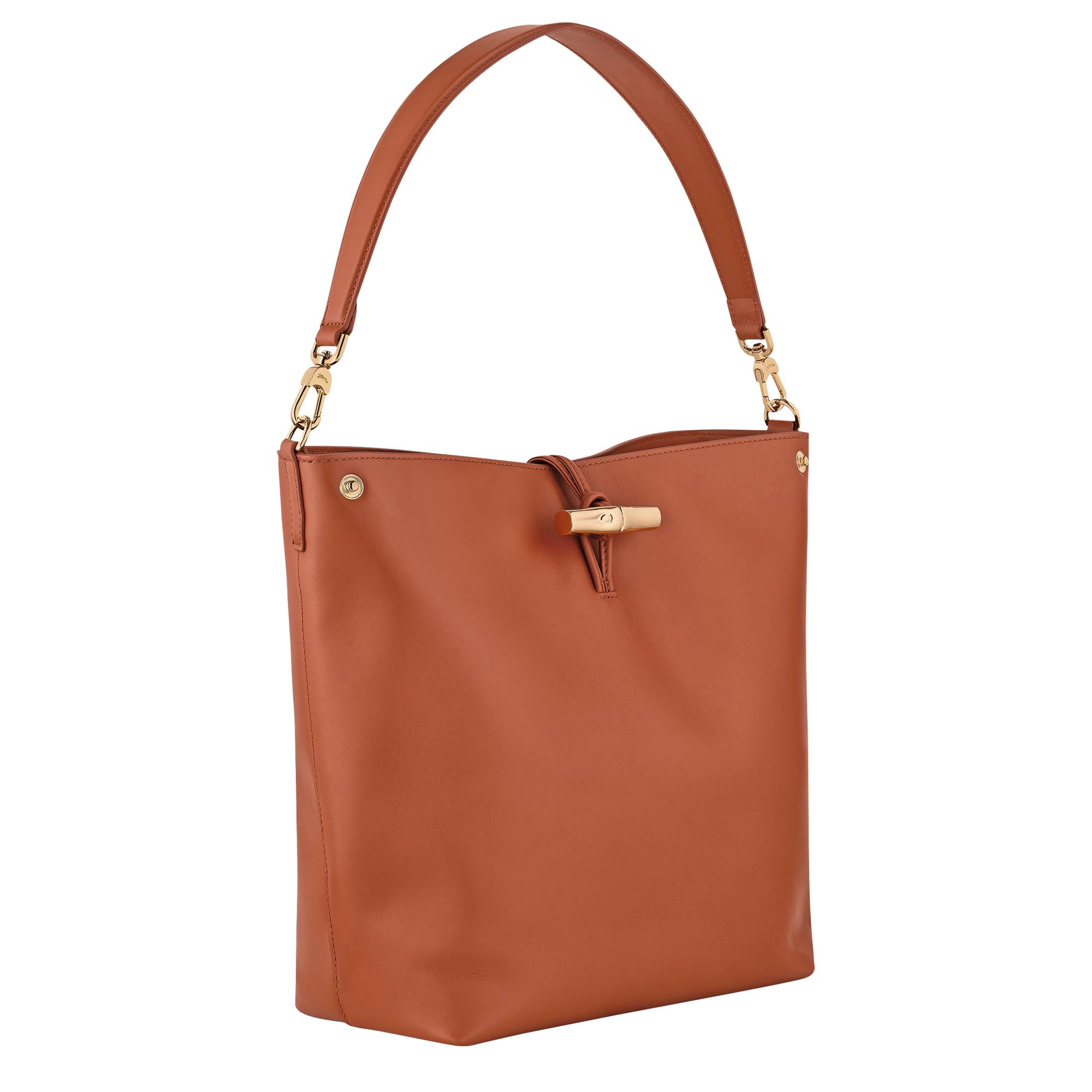 Sac porté épaule Longchamp Le Roseau 10281HGC  M11, couleur Ecorce, vue de profil