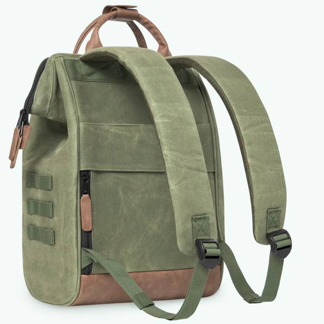 Sac à dos Cabaïa Medium ADV M COTON NICOSIE couleur vert vue de profil avec bretelles